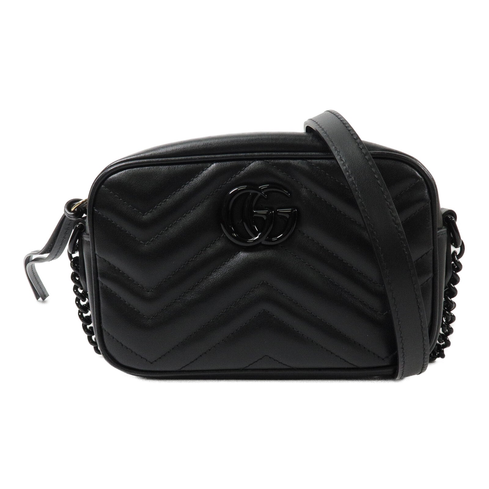 GUCCI 牛皮皮革GG Marmont Mini鏈帶肩背袋