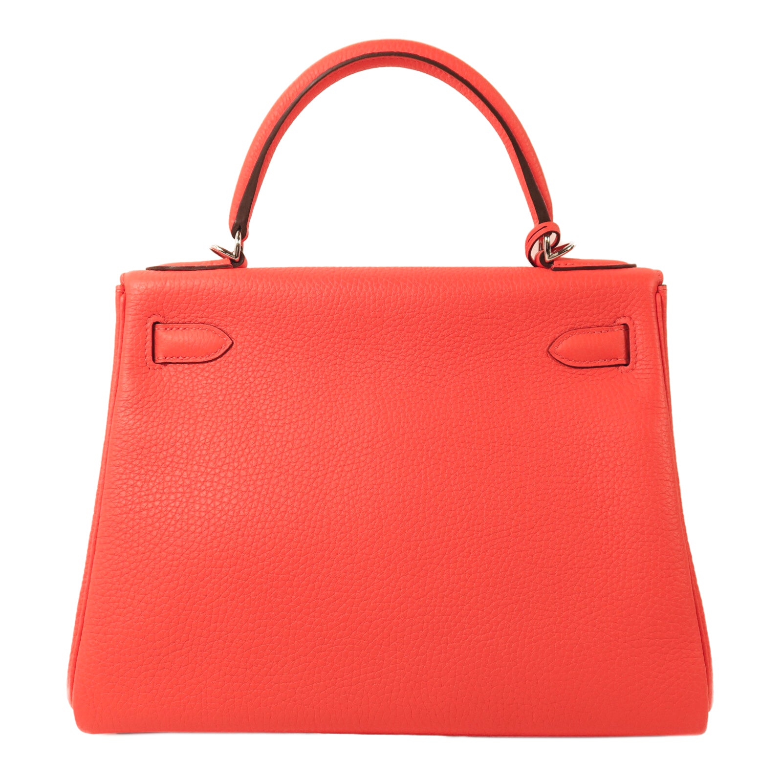HERMES Taurillon Clemence皮革Kelly 28銀扣手挽肩背兩用袋Rose Texas