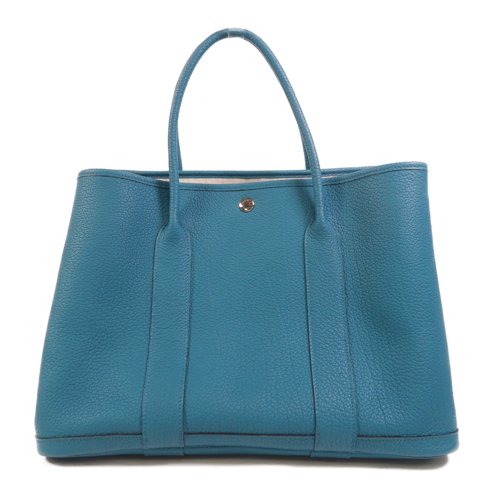 HERMES 【Hermes Fair】Negonda皮革Garden Party PM銀扣手挽袋Bleu Izmir