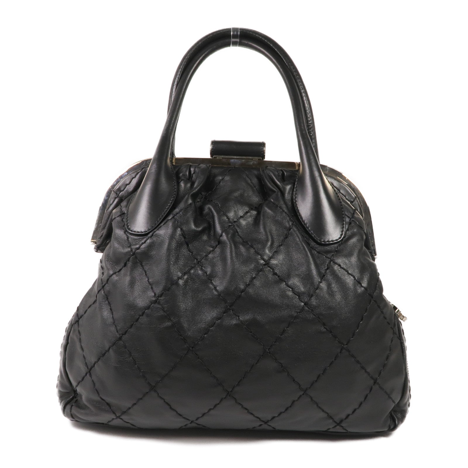 CHANEL 牛皮皮革Handbag銀扣手挽袋