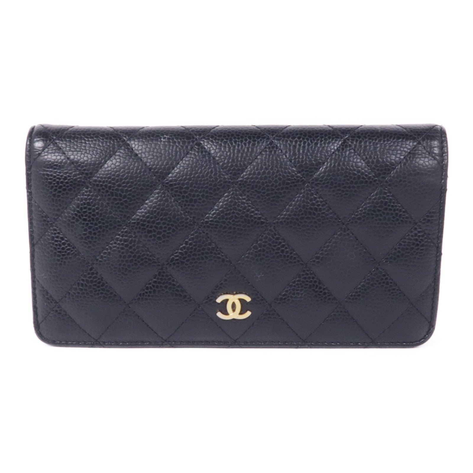 CHANEL 牛皮皮革Long Wallet金扣長錢包