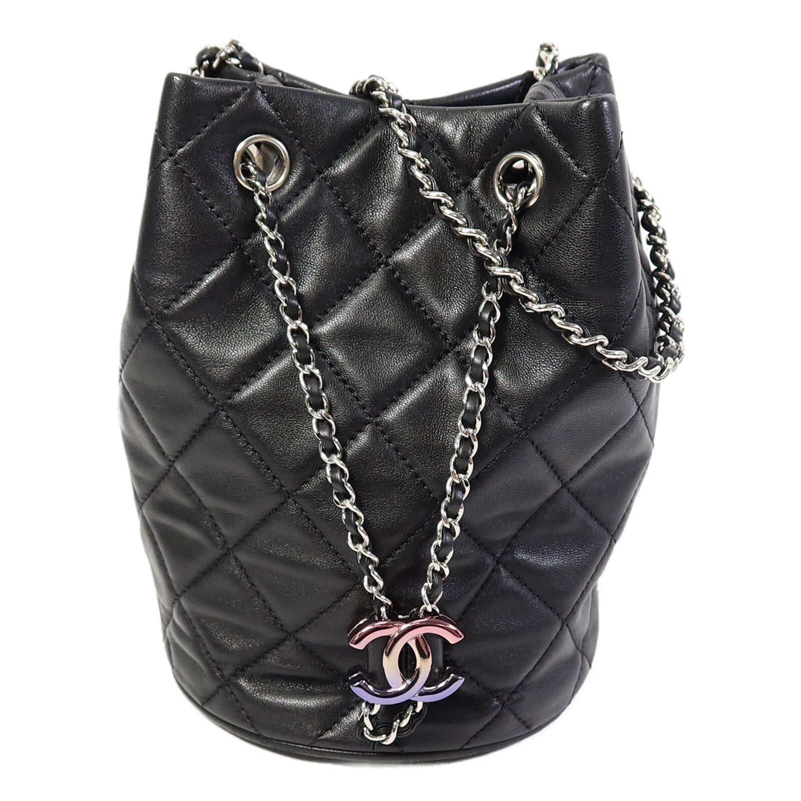 CHANEL 【激減優惠】羊皮皮革Bucket Bag鏈帶肩背袋