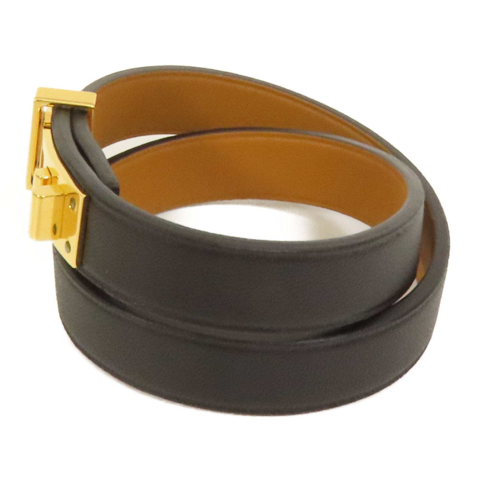 HERMES Swift皮革Mini Dog Bracelet金扣手帶