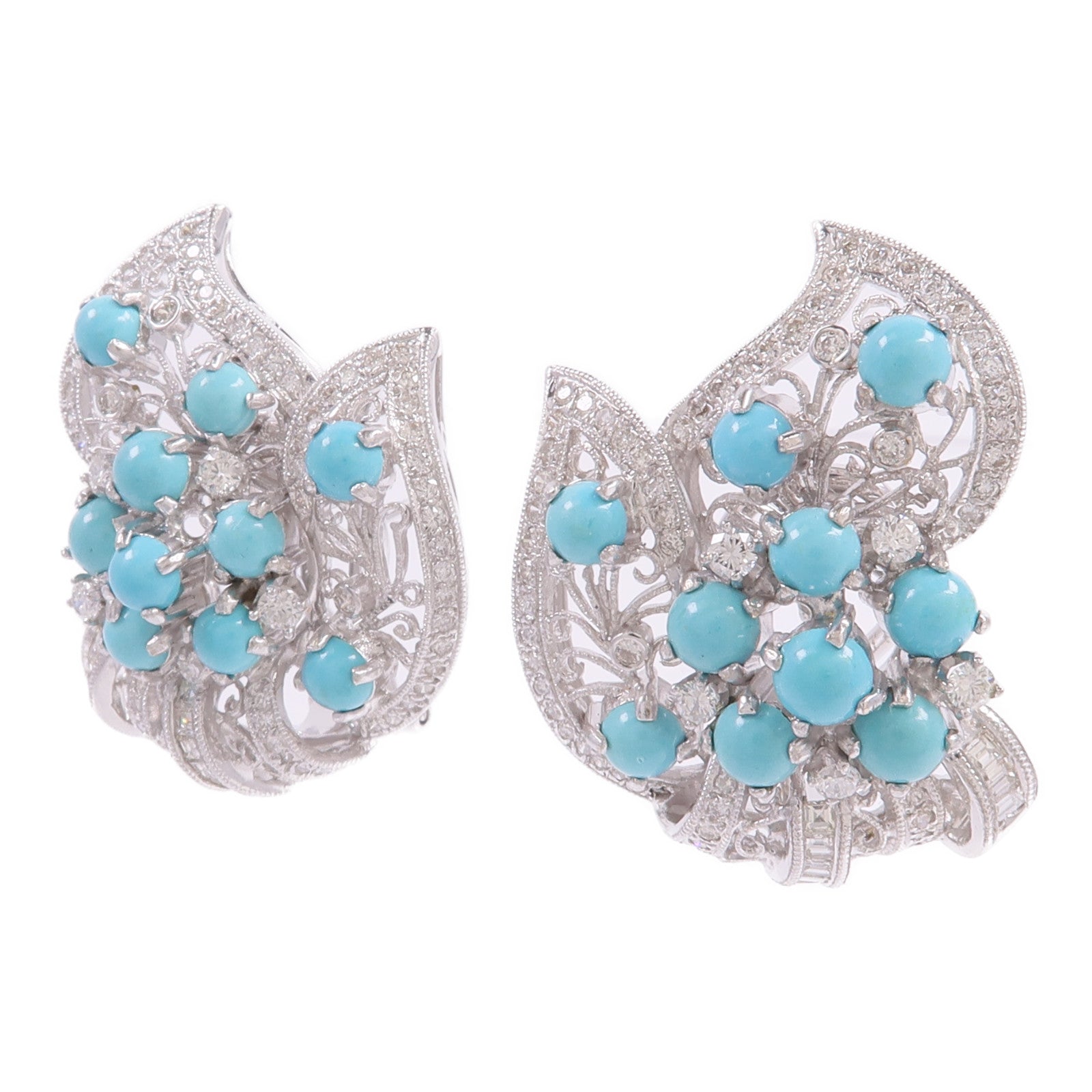 JEWELRY 18K白金Turquoise Diamond Earrings綠松石/鑽石耳環