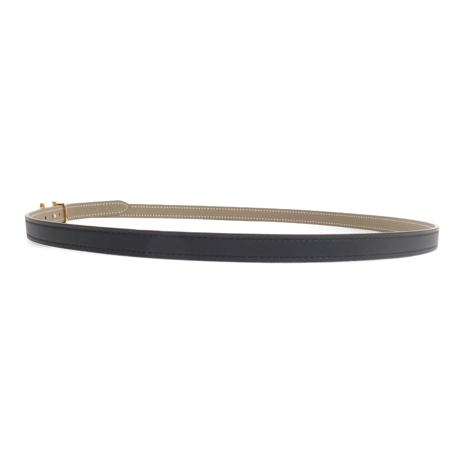 HERMES Epsom/Swift皮革Gamma Reversible Belt 90cm皮帶Etoupe/Noir