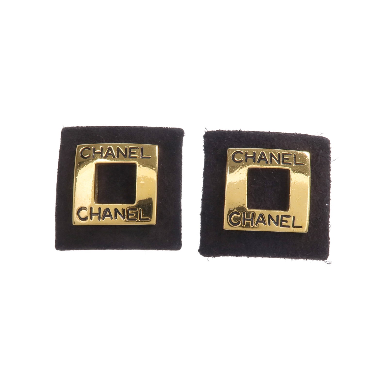 CHANEL 麂皮皮革/金屬Earrings耳環