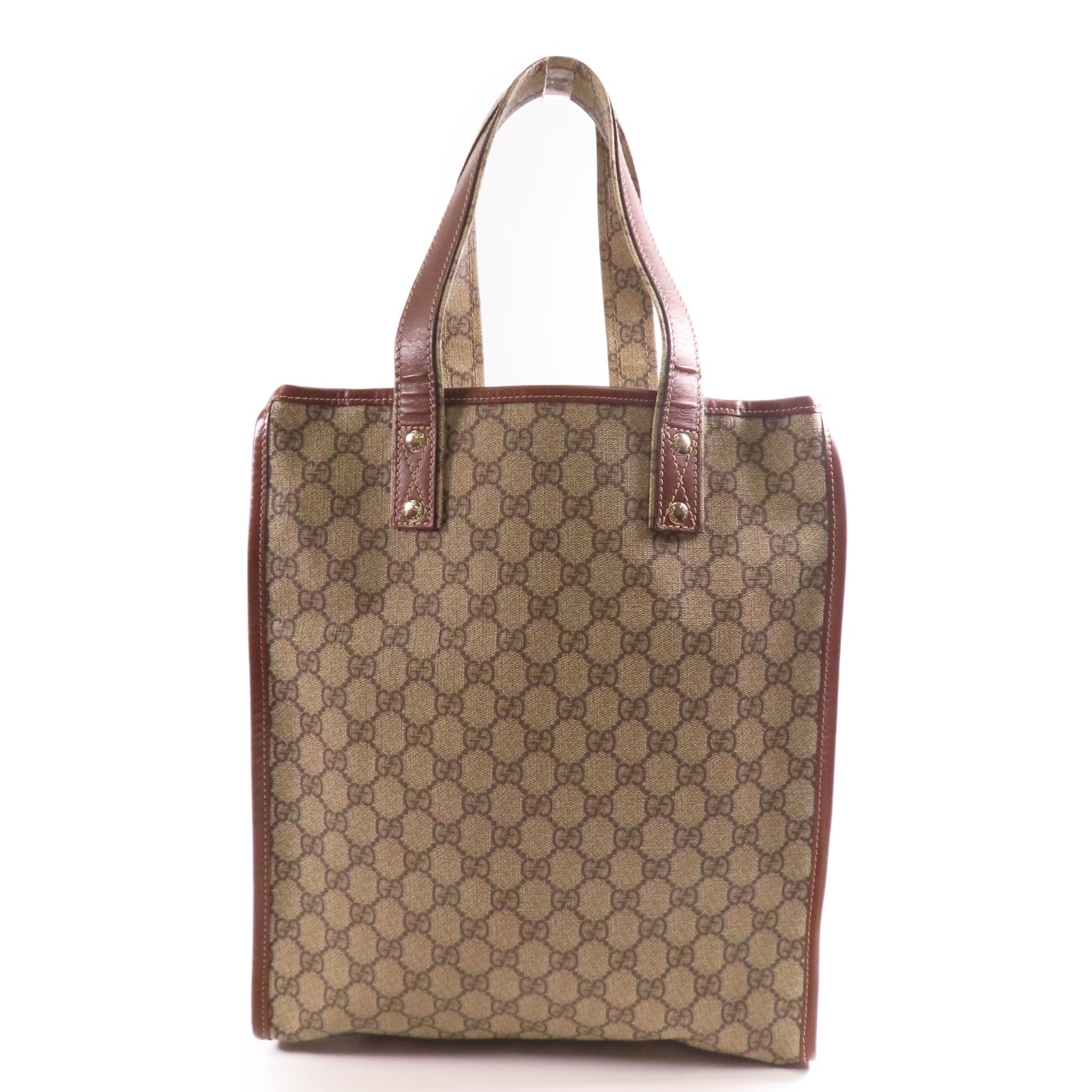 GUCCI GG Tote Bag 211135 Coated Canvas Brown
