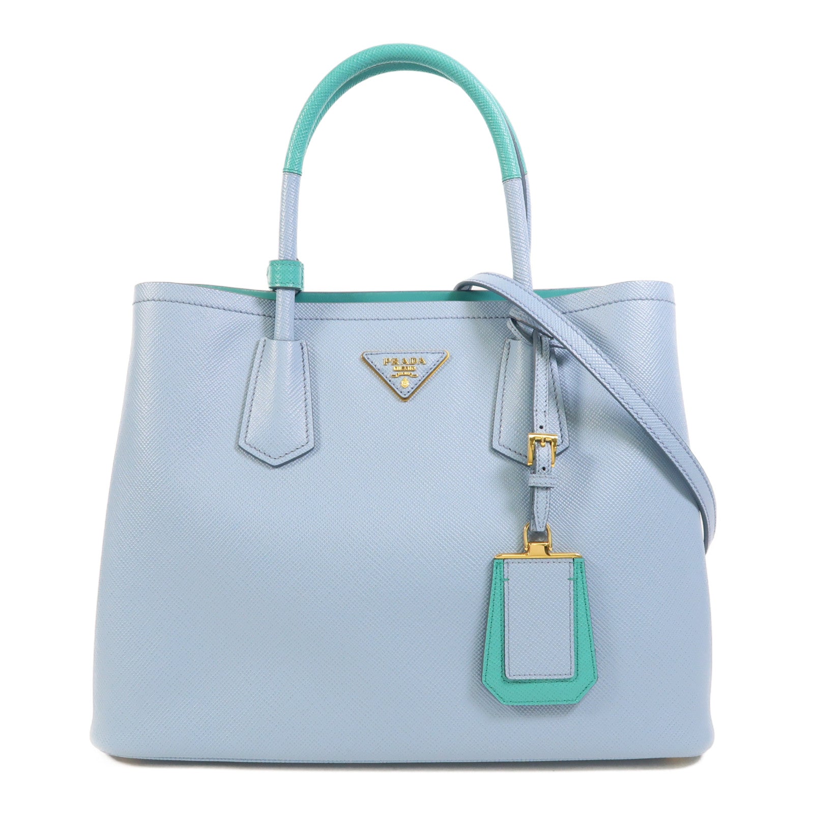 PRADA Saffiano皮革2 Way Shoulder金扣手挽肩背兩用袋