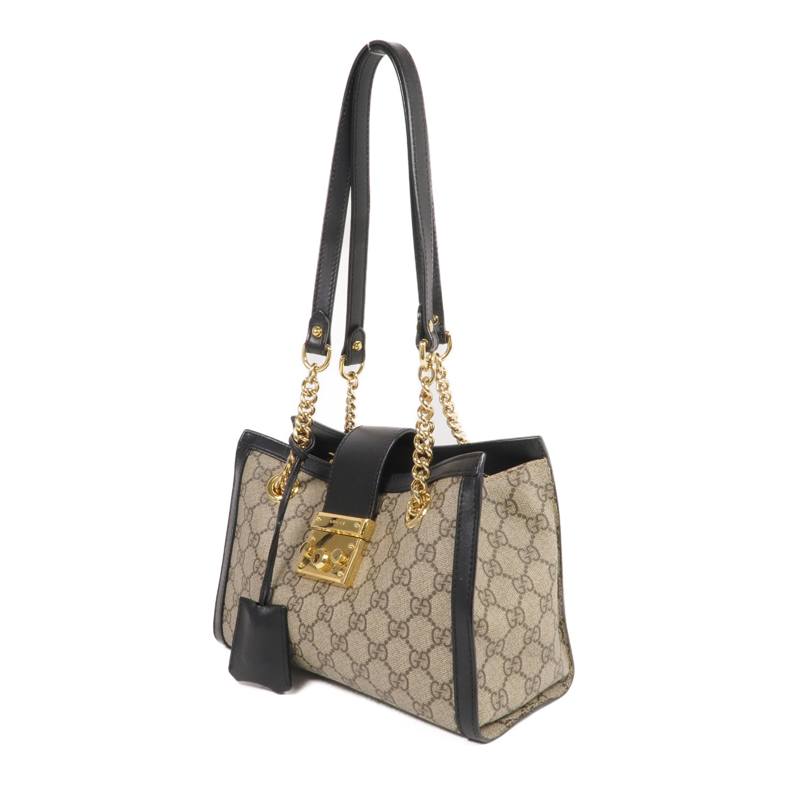 GUCCI 塗層帆布Padlock GG Small金扣肩背袋