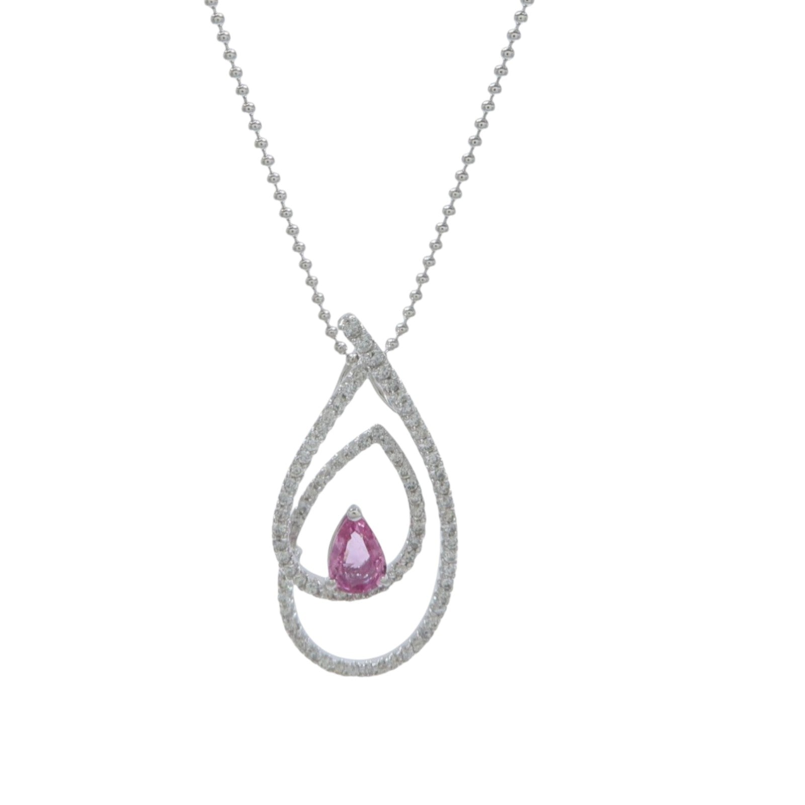 JEWELRY 14K/18K白金Pink Sapphire Diamond粉紅藍寶石/鑽石項鍊