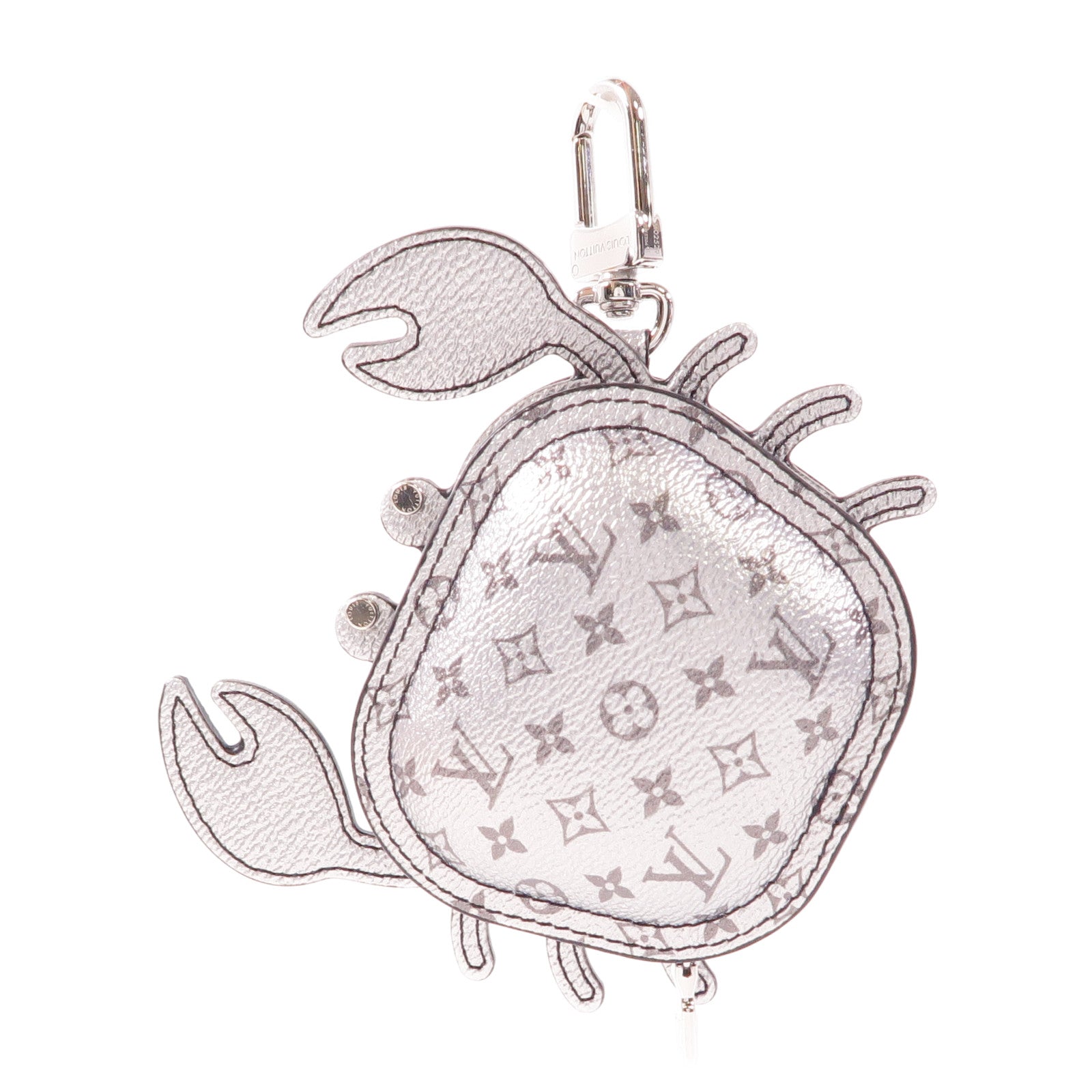 LOUIS VUITTON Monogram LV Crab銀扣吊飾