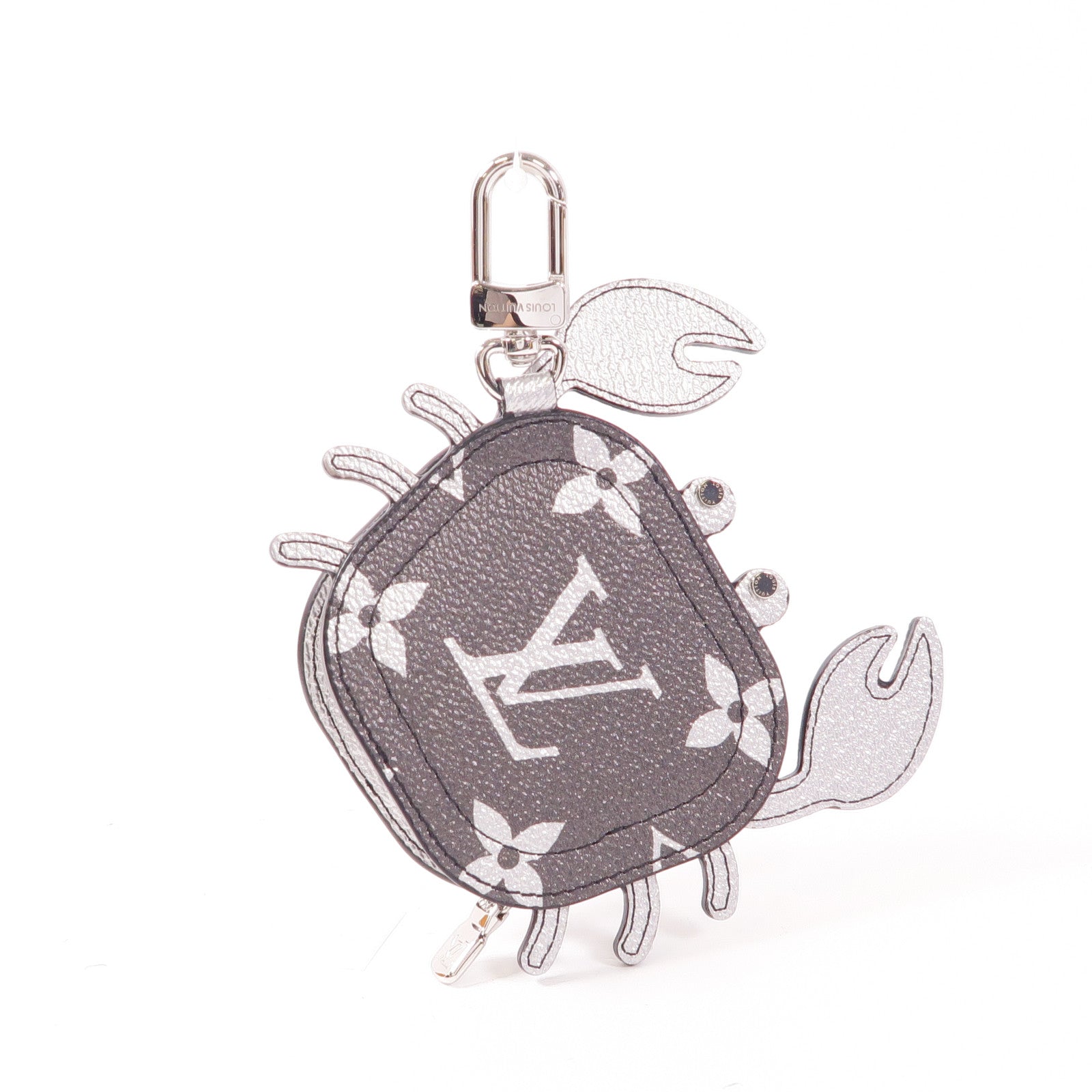 LOUIS VUITTON Monogram LV Crab銀扣吊飾