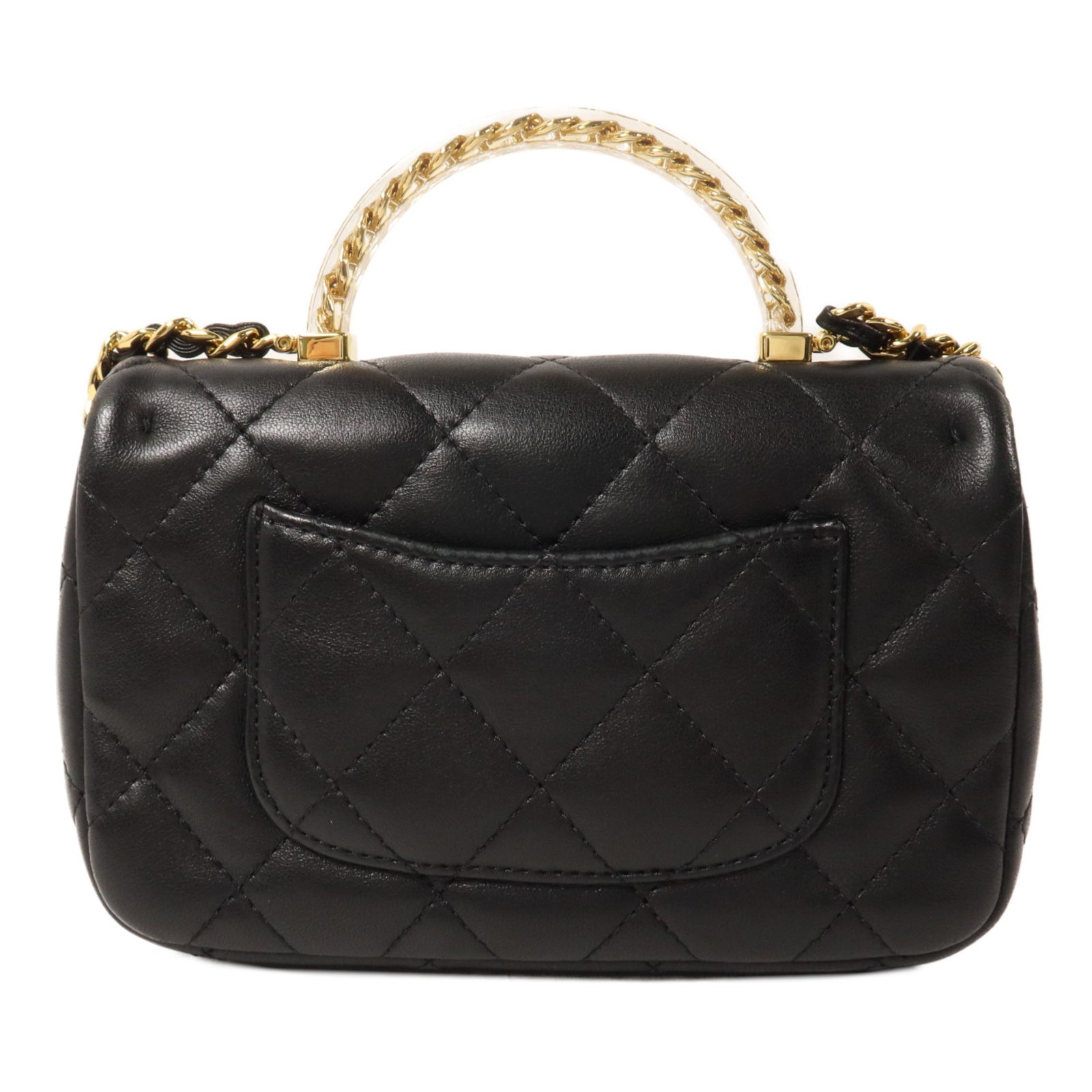 CHANEL 羊皮皮革Mini Flap Bag With Top Handle鏈帶手挽肩背兩用袋