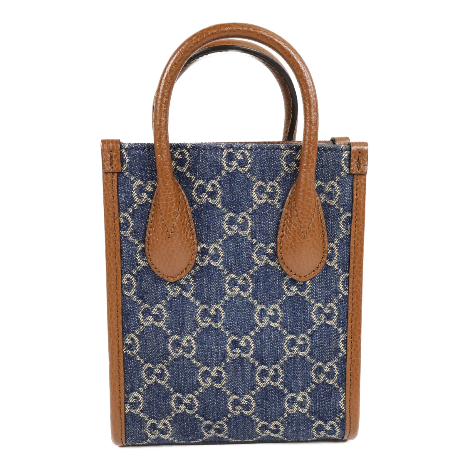 GUCCI 牛仔布Interlocking G Mini Tote手挽肩背兩用袋