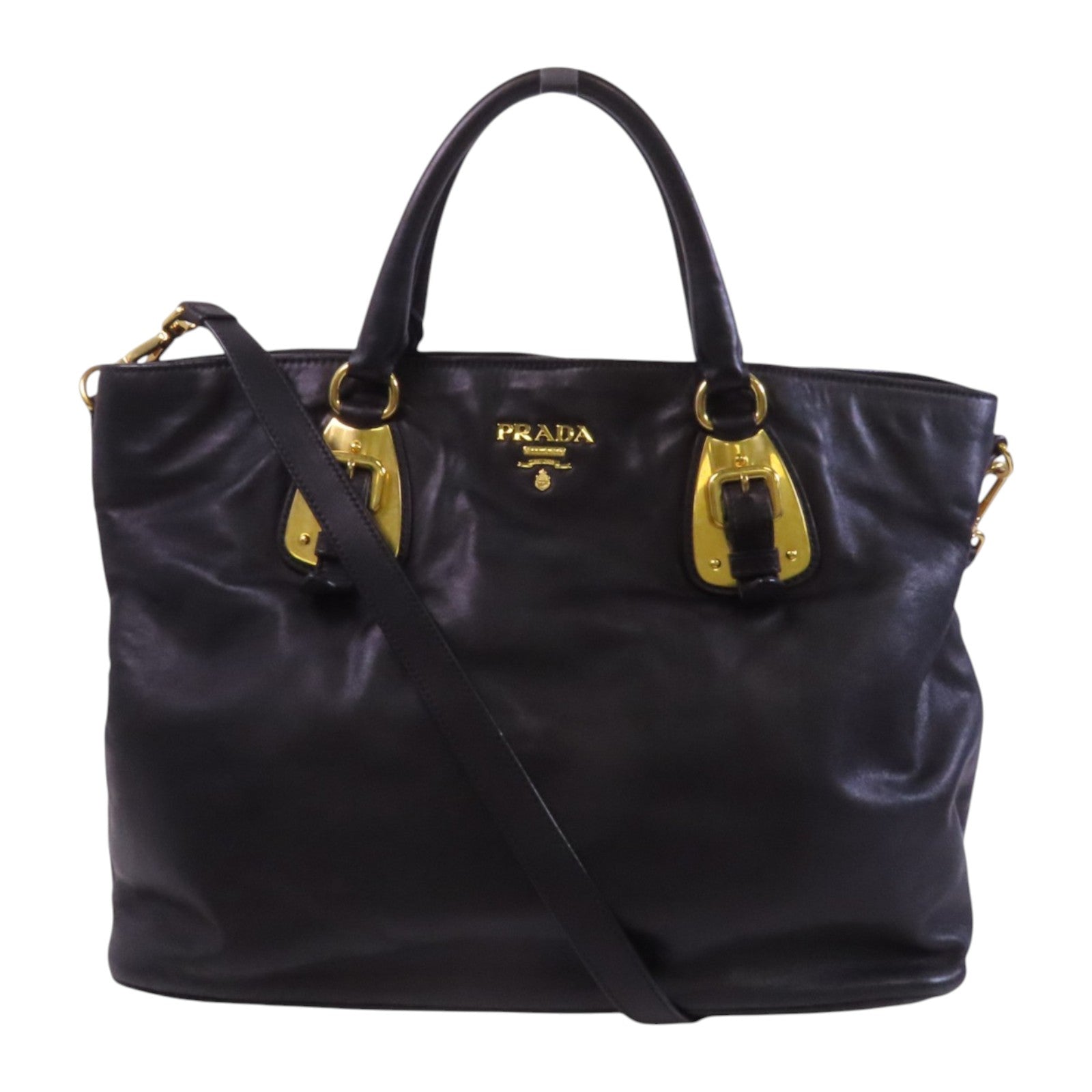 PRADA 牛皮皮革2Way Tote Bag金扣手挽肩背兩用袋