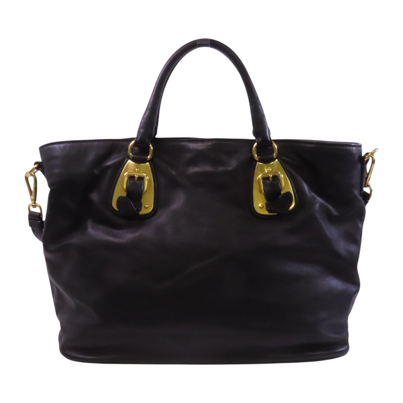 PRADA 牛皮皮革2Way Tote Bag金扣手挽肩背兩用袋