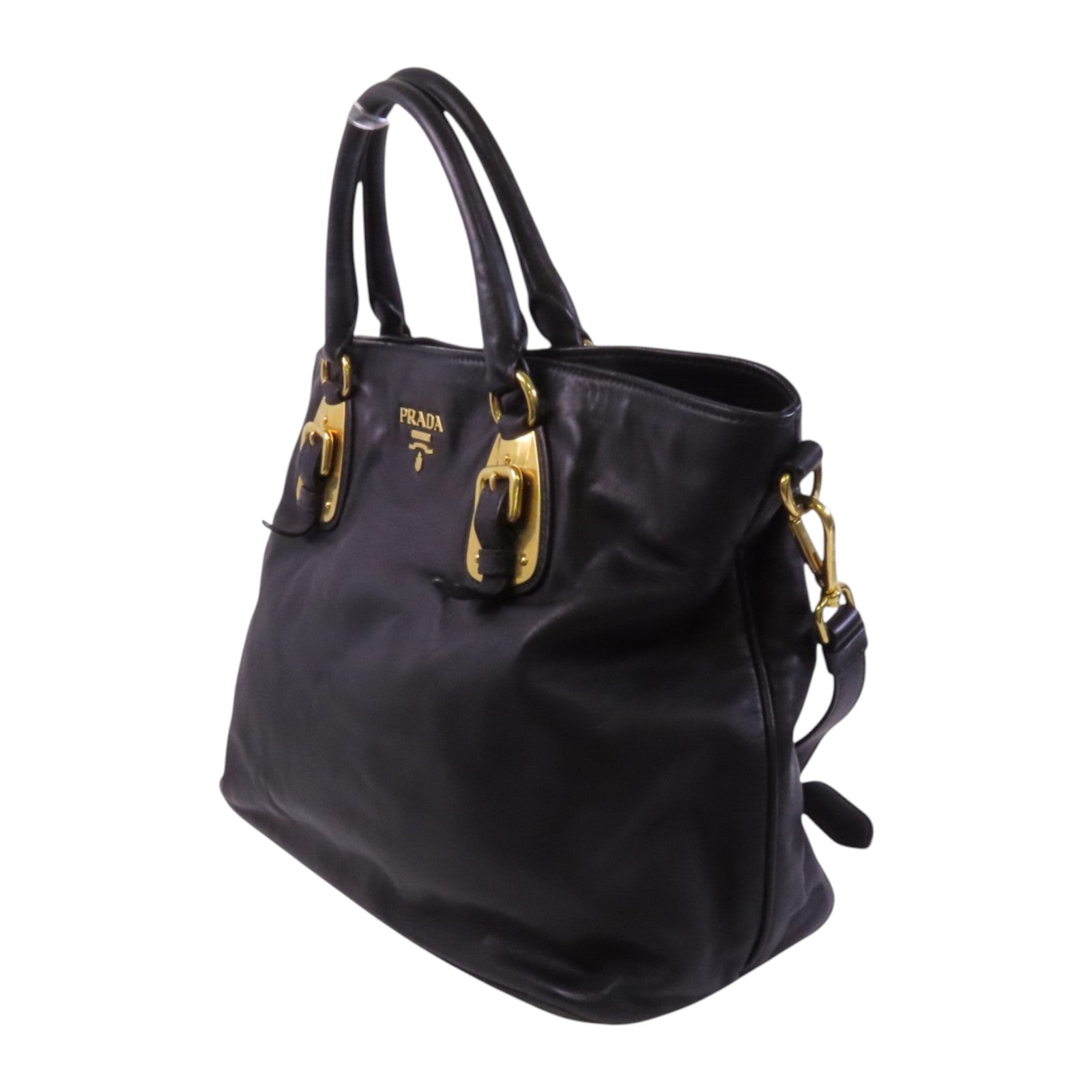 PRADA 牛皮皮革2Way Tote Bag金扣手挽肩背兩用袋