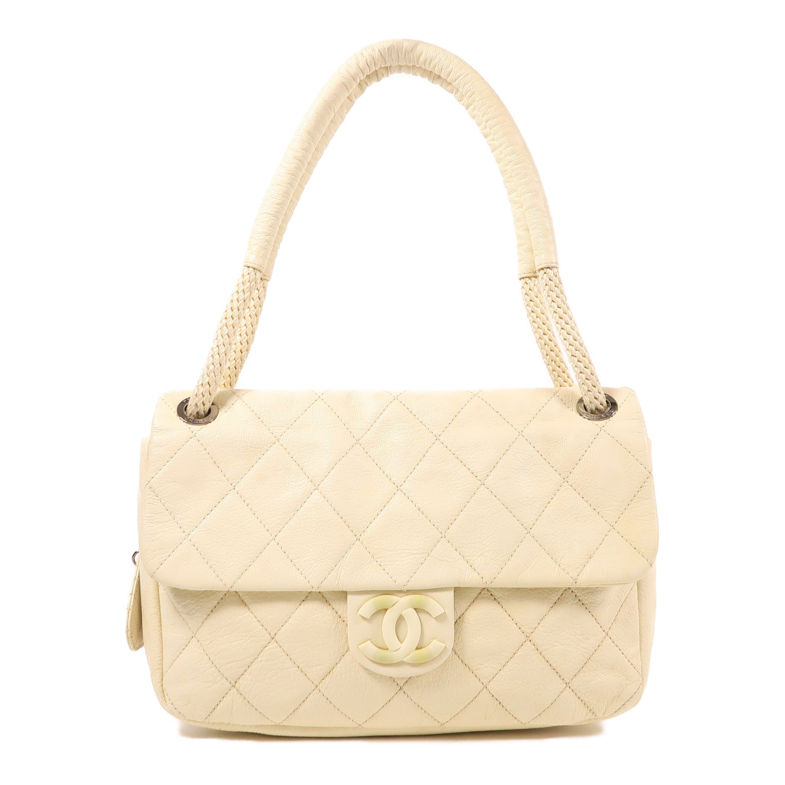 CHANEL 牛皮皮革Shoulder Bag銀扣肩背袋