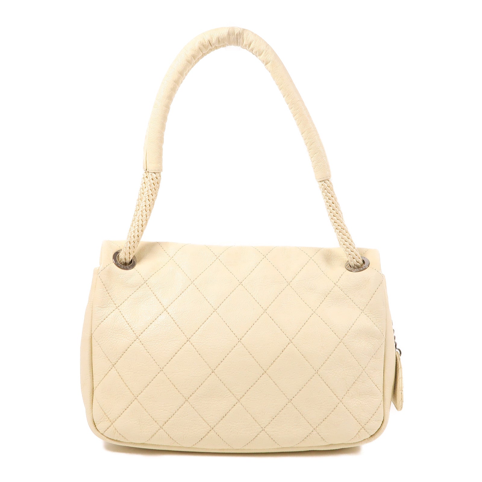 CHANEL 牛皮皮革Shoulder Bag銀扣肩背袋