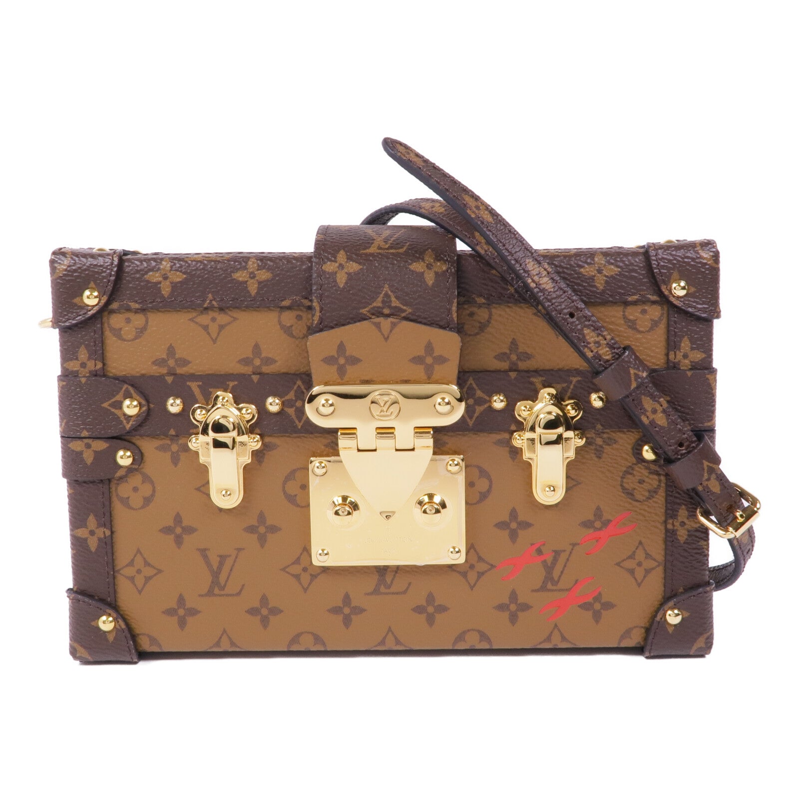 LOUIS VUITTON Monogram Reverse Petite Malle金扣肩背袋