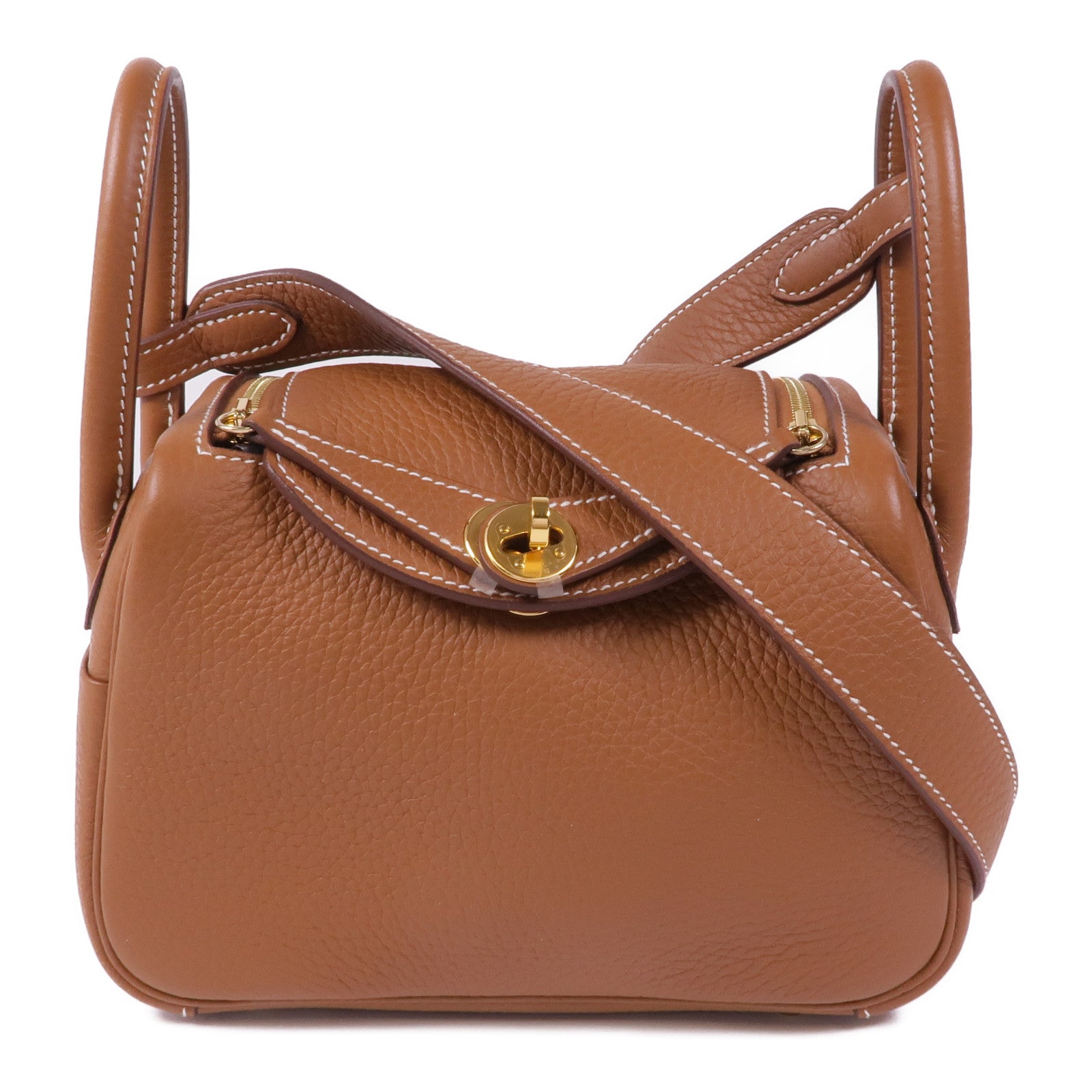 HERMES Clemence皮革Mini Lindy金扣手挽肩背兩用袋