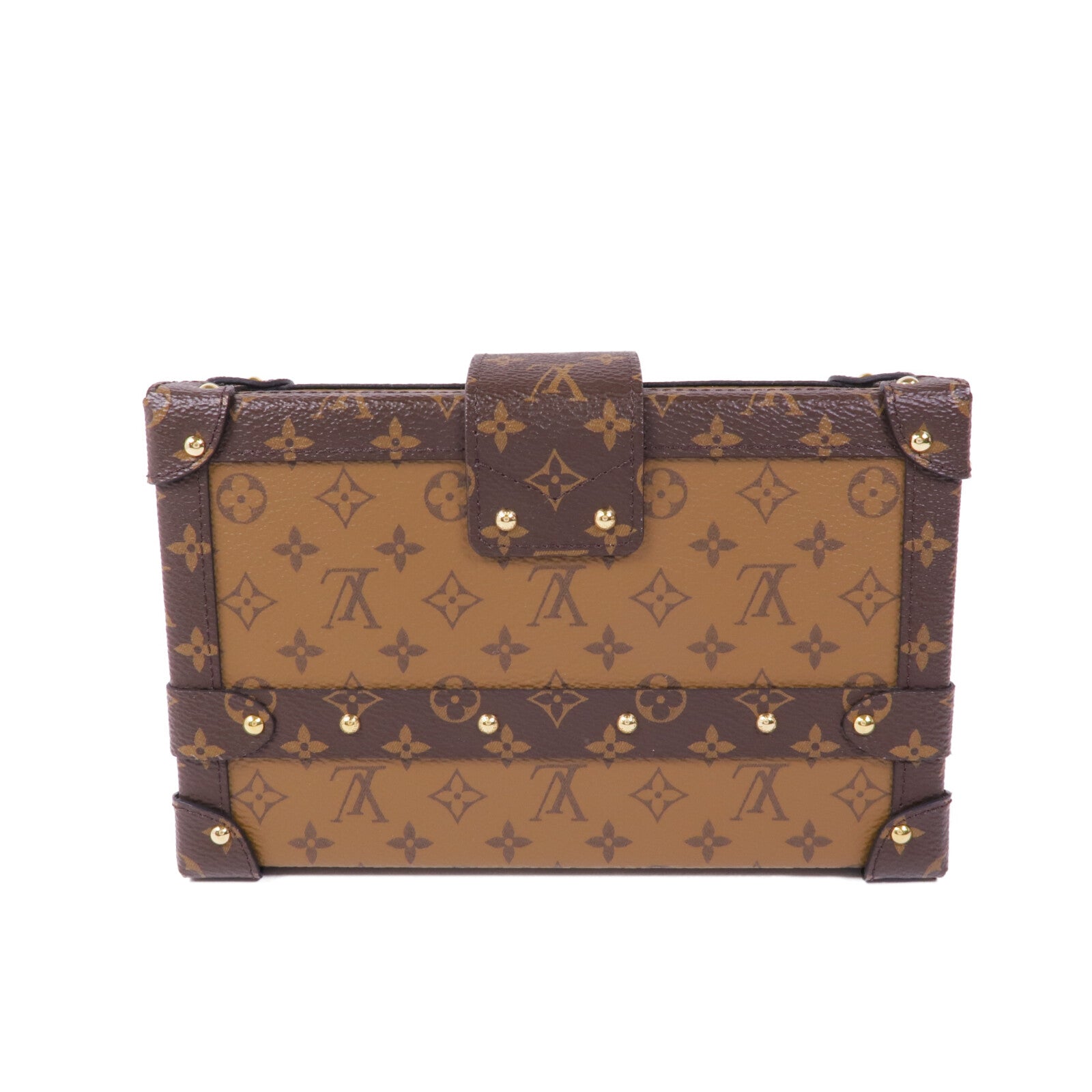 LOUIS VUITTON Monogram Reverse Petite Malle金扣肩背袋