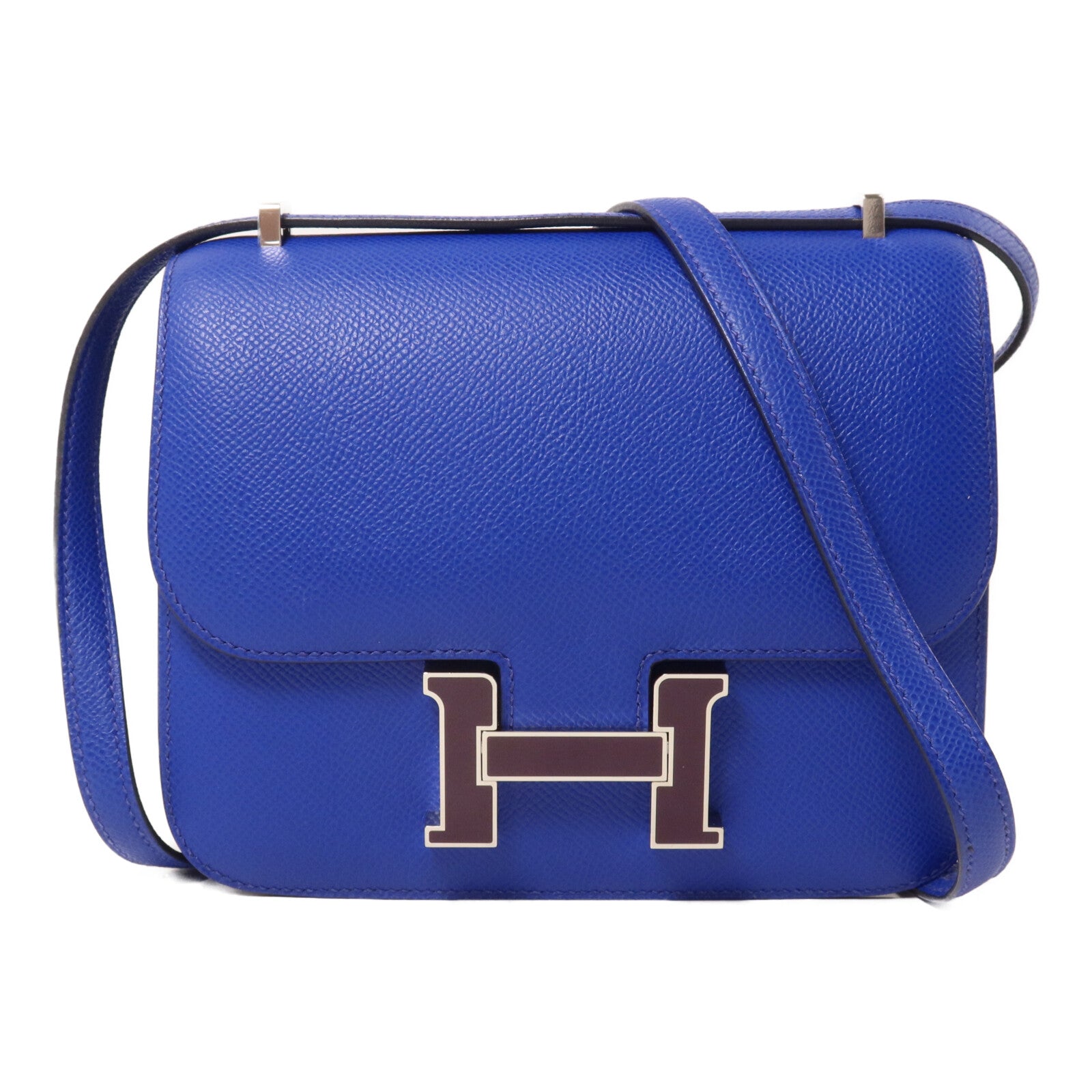 HERMES Epsom皮革Constance Mini肩背袋Bleu Royal