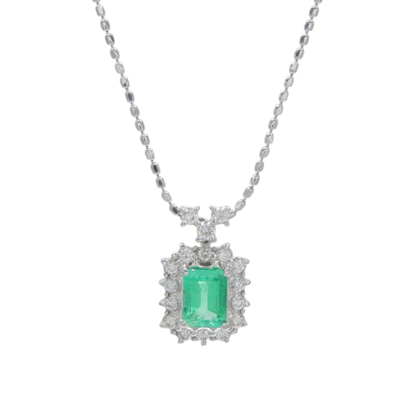JEWELRY 18K白金Emerald Diamond Necklace綠寶石/鑽石項鍊