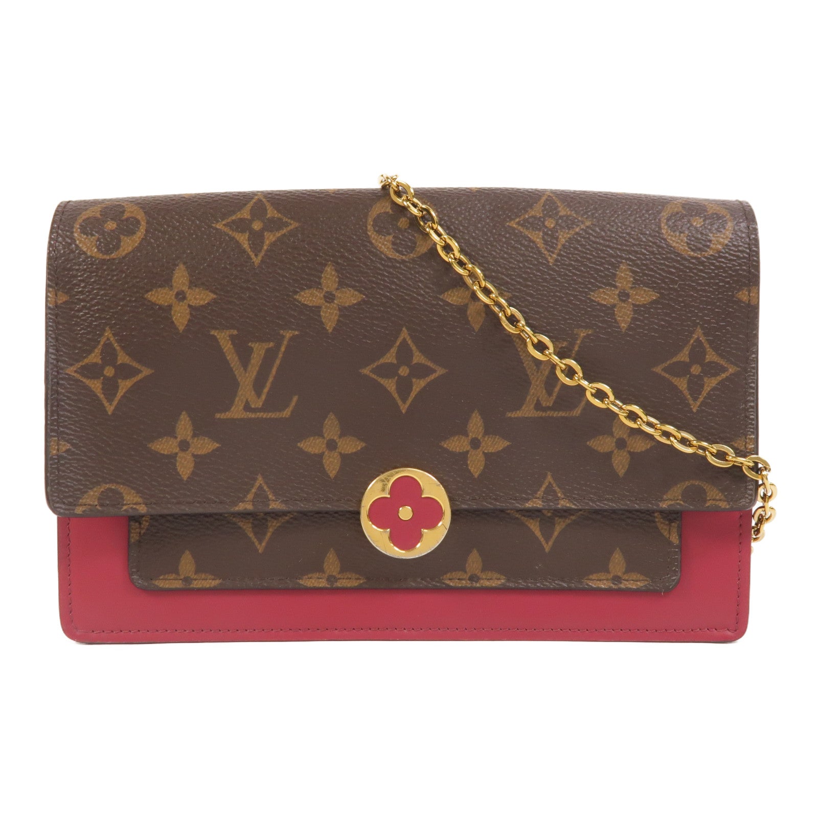 LOUIS VUITTON Monogram Portefeuille Flore鏈帶肩背袋