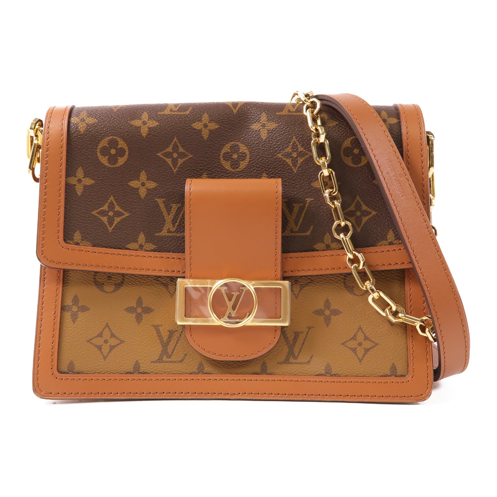 LOUIS VUITTON 【激減優惠】Monogram Reverse Dauphine MM金扣肩背袋