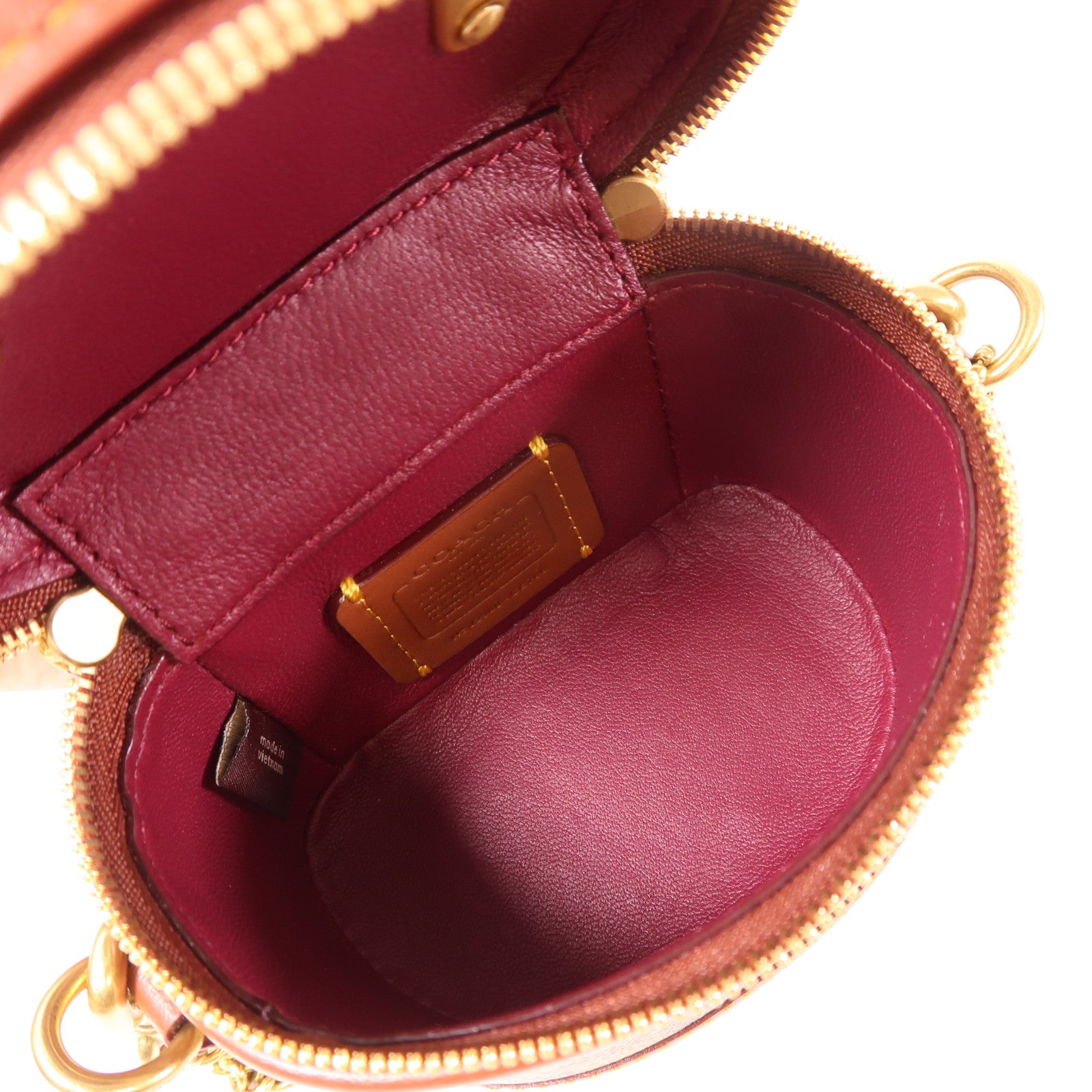 COACH 牛皮皮革/塗層帆布Coach Mini金扣手挽肩背兩用袋