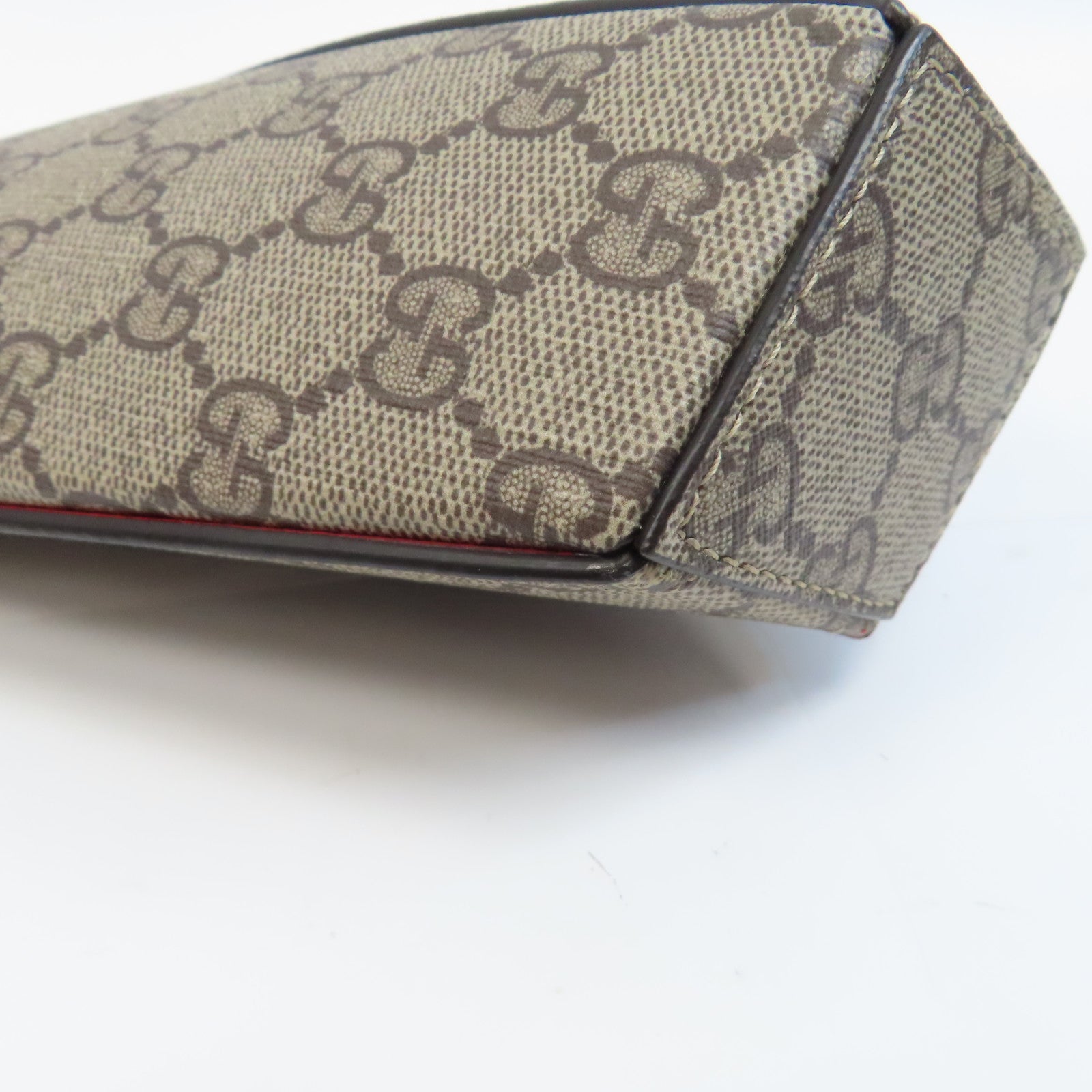 GUCCI 【激減優惠】塗層帆布Chain Shoulder金扣鏈帶肩背袋啡色/紅色