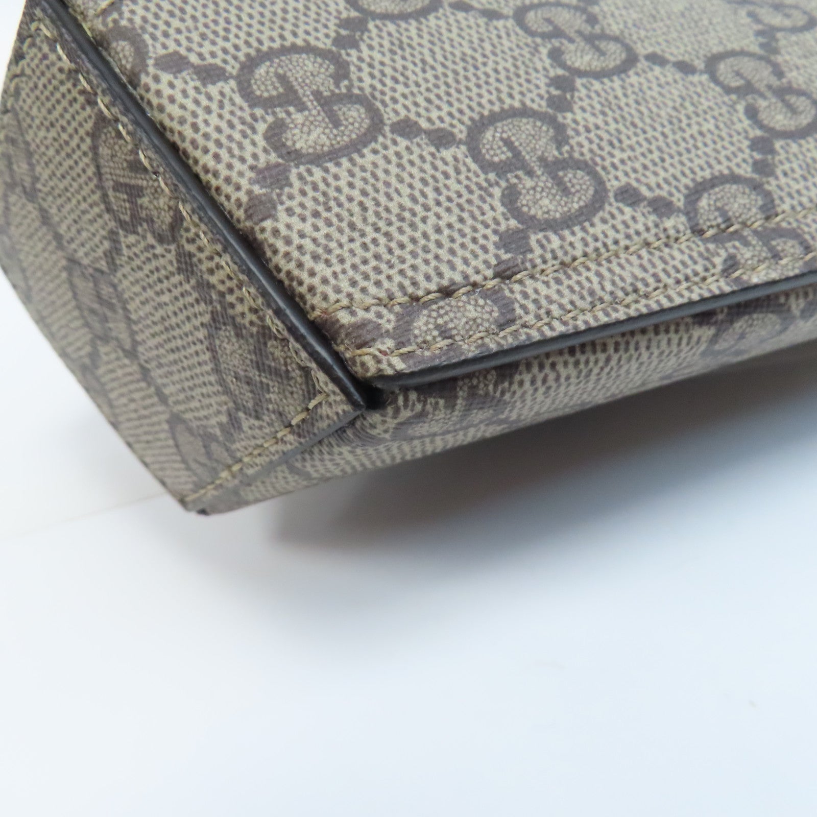 GUCCI 【激減優惠】塗層帆布Chain Shoulder金扣鏈帶肩背袋啡色/紅色