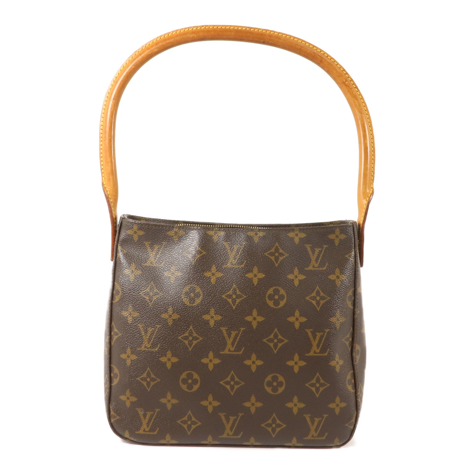 LOUIS VUITTON Monogram Looping MM金扣肩背袋棕色