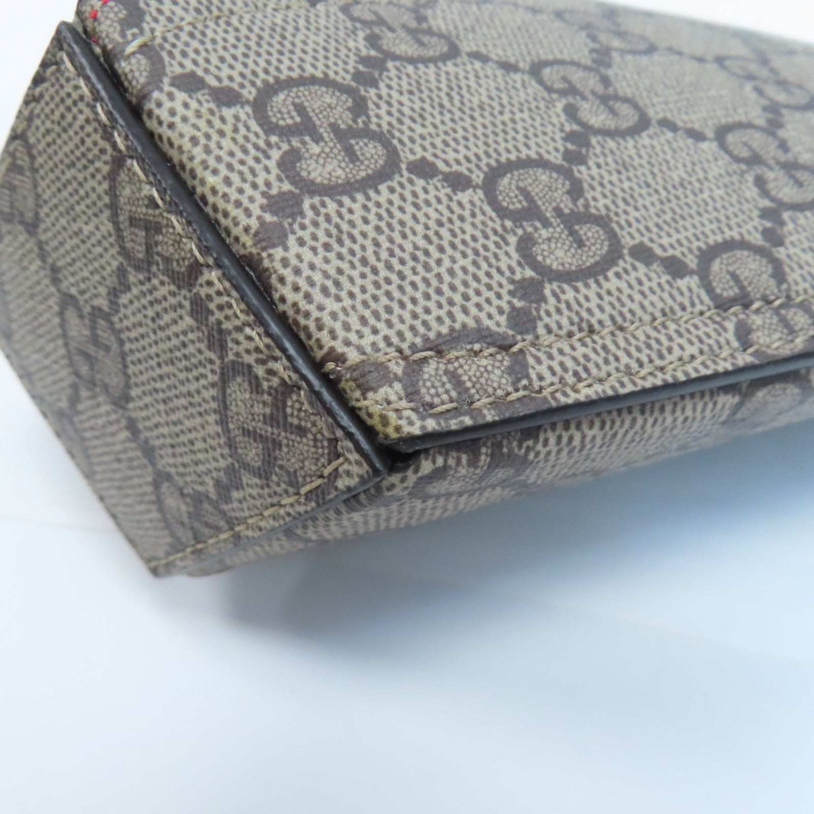 GUCCI 【激減優惠】塗層帆布Chain Shoulder金扣鏈帶肩背袋啡色/紅色