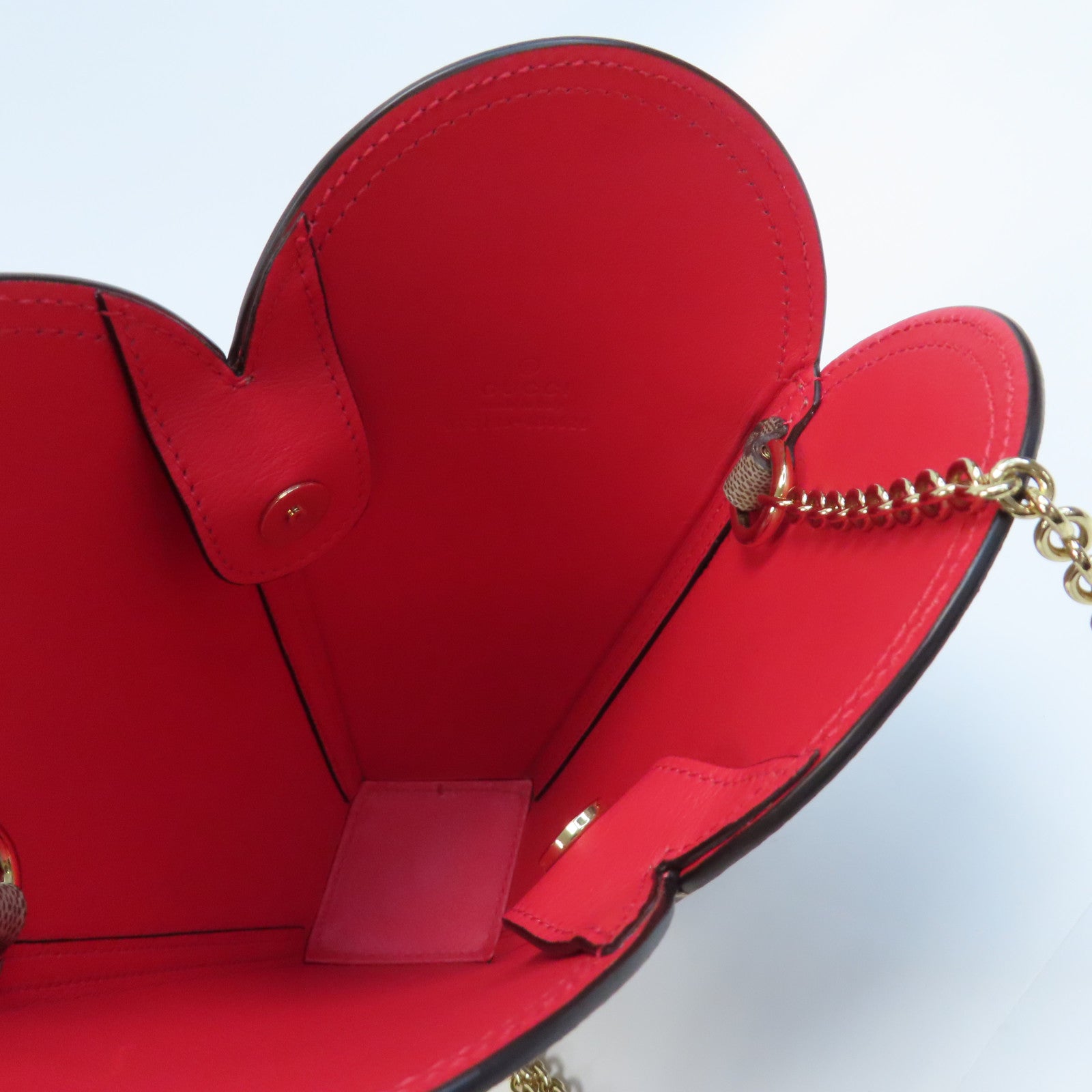 GUCCI 【激減優惠】塗層帆布Chain Shoulder金扣鏈帶肩背袋啡色/紅色