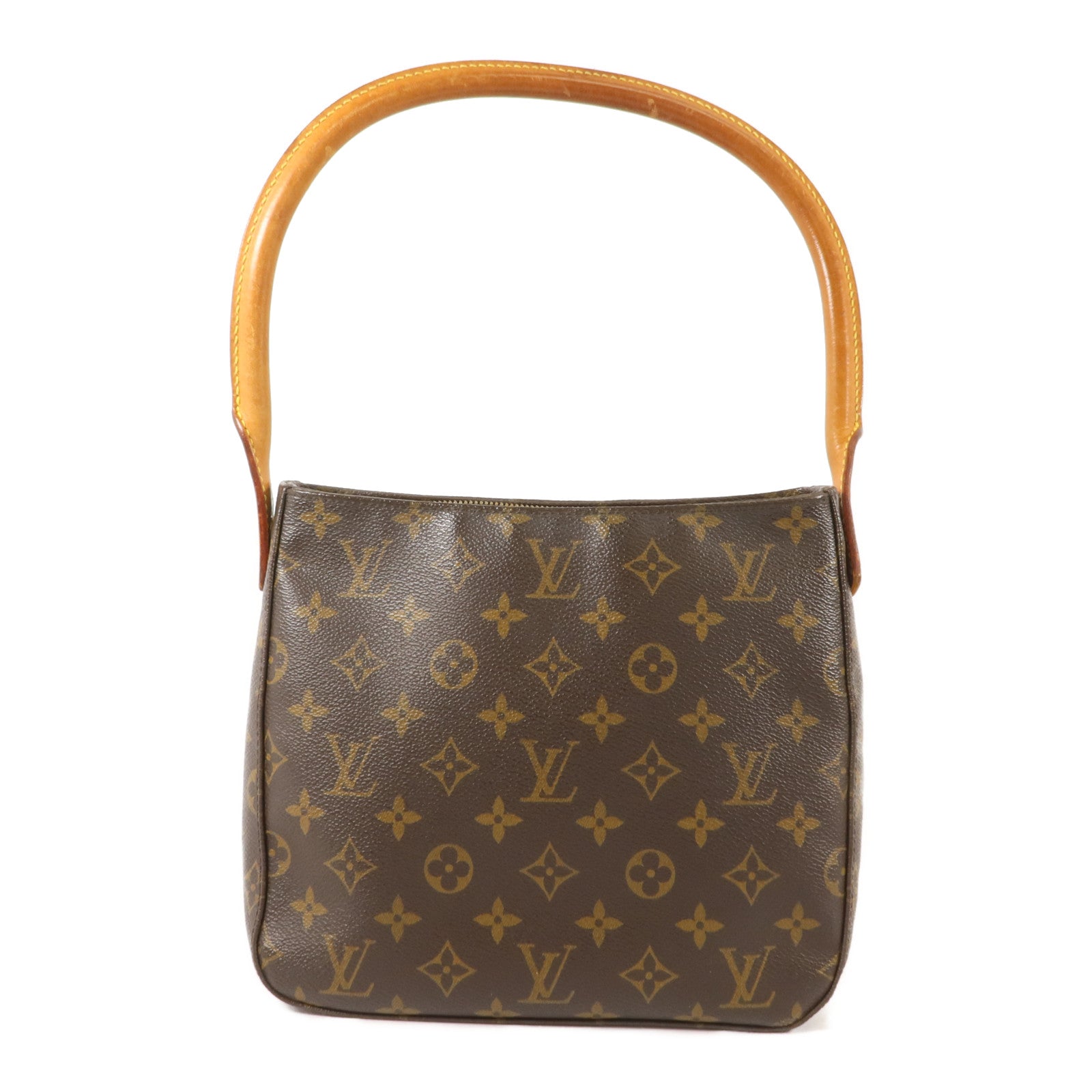 LOUIS VUITTON Monogram Looping MM金扣肩背袋棕色