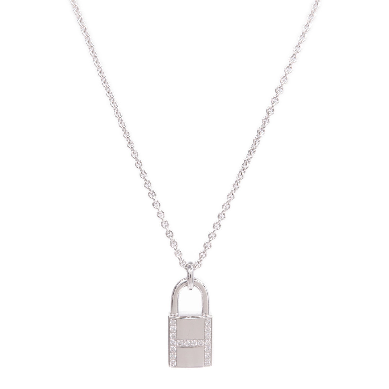 HERMES 18K白金Kelly Cadenas Pendant鑽石項鍊