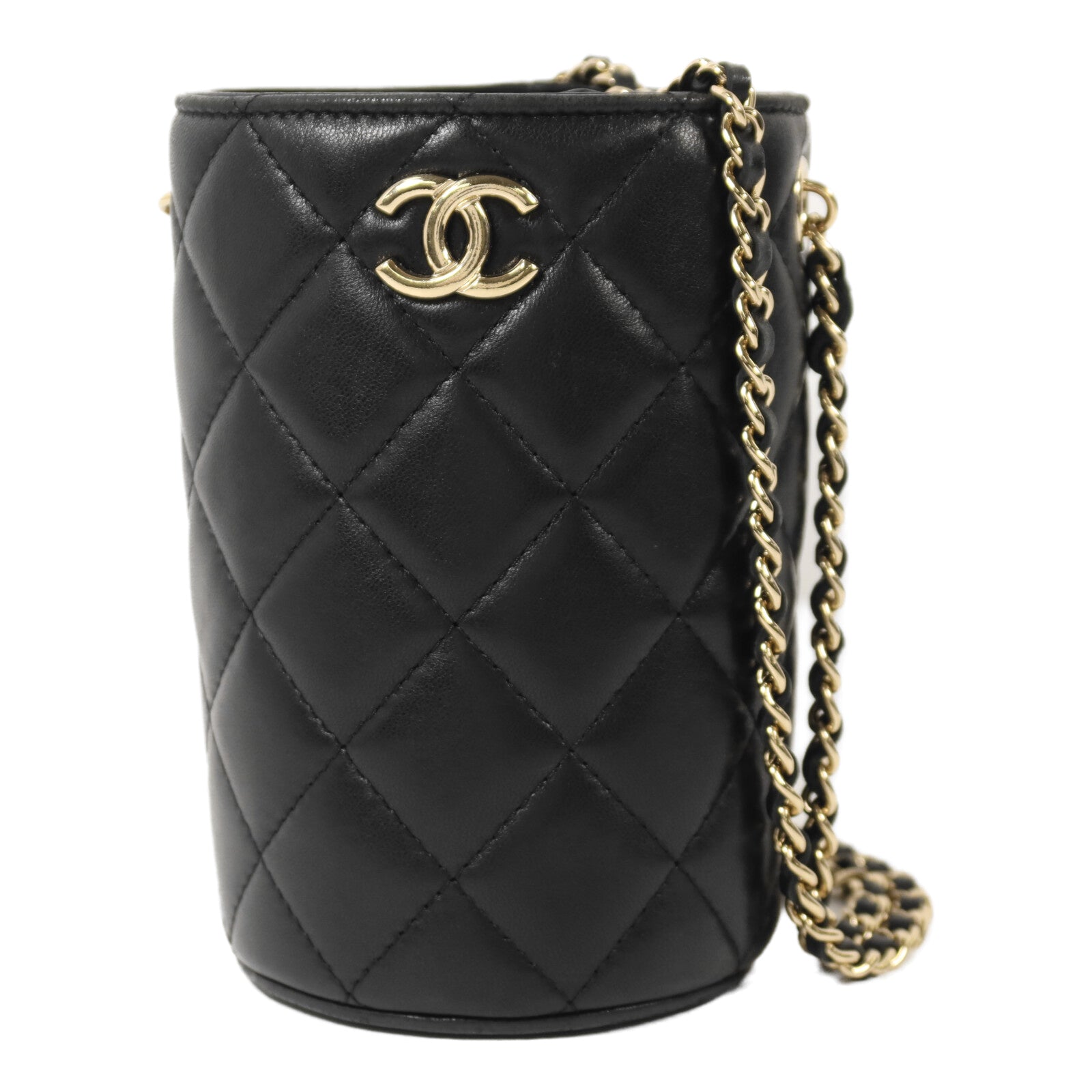 CHANEL 【激減優惠】羊皮皮革Bucket Bag金扣鏈帶肩背袋