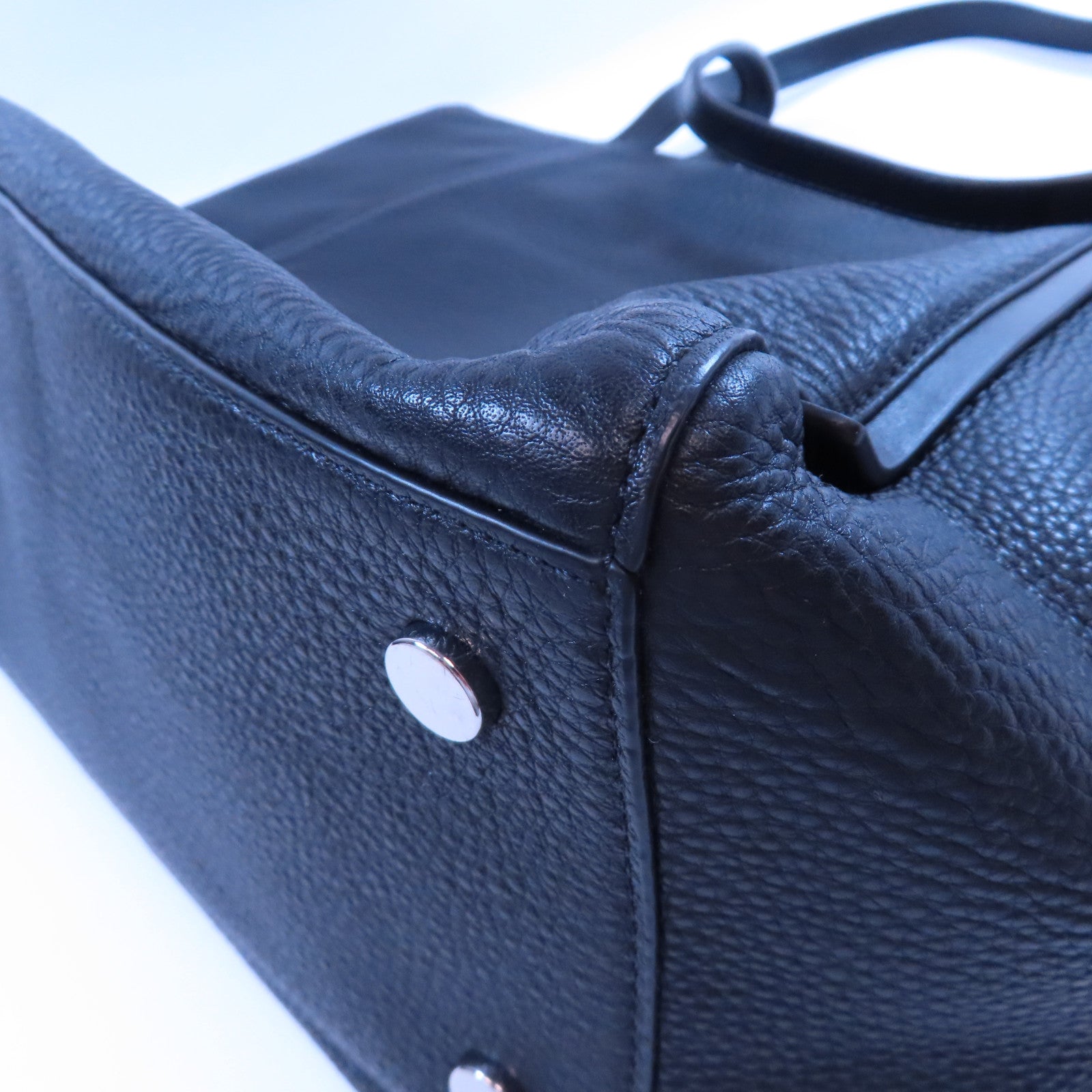 Michael Kors 牛皮皮革Tote Bag銀扣手挽袋黑色