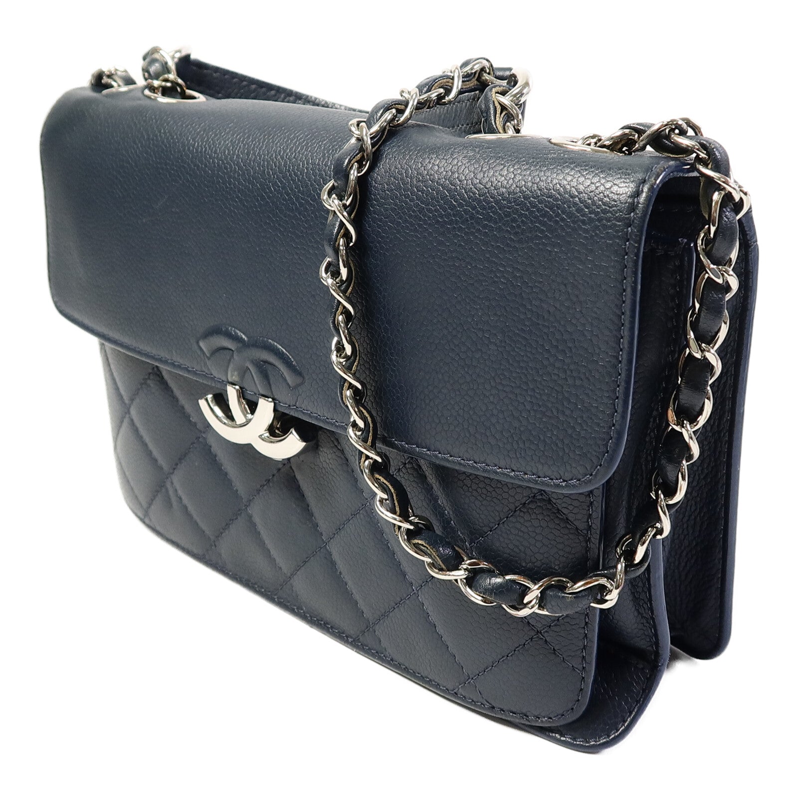 CHANEL 牛皮皮革Chain Shoulder鏈帶手挽肩背兩用袋
