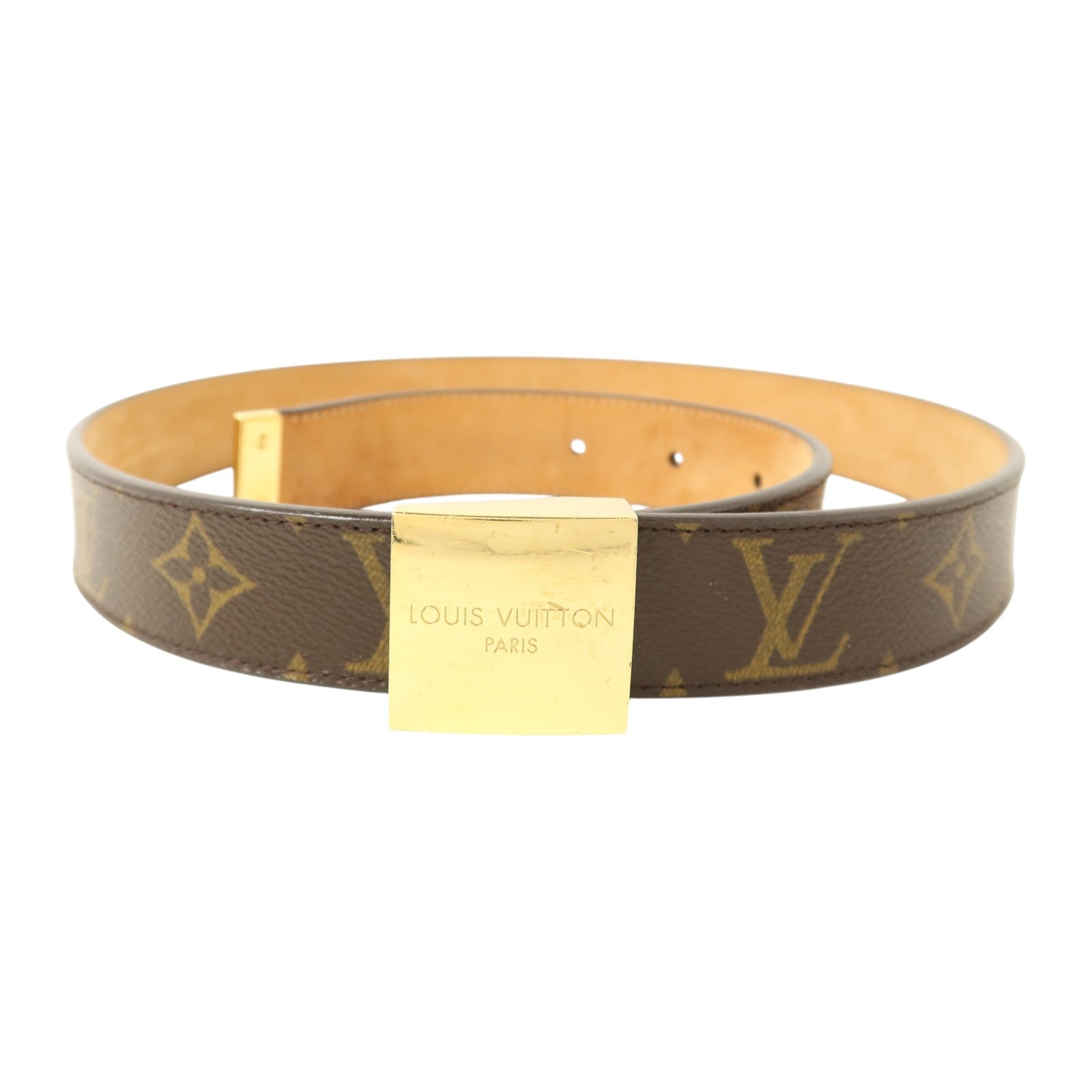 LOUIS VUITTON Monogram Santur Carre Belt 85cm金扣腰帶