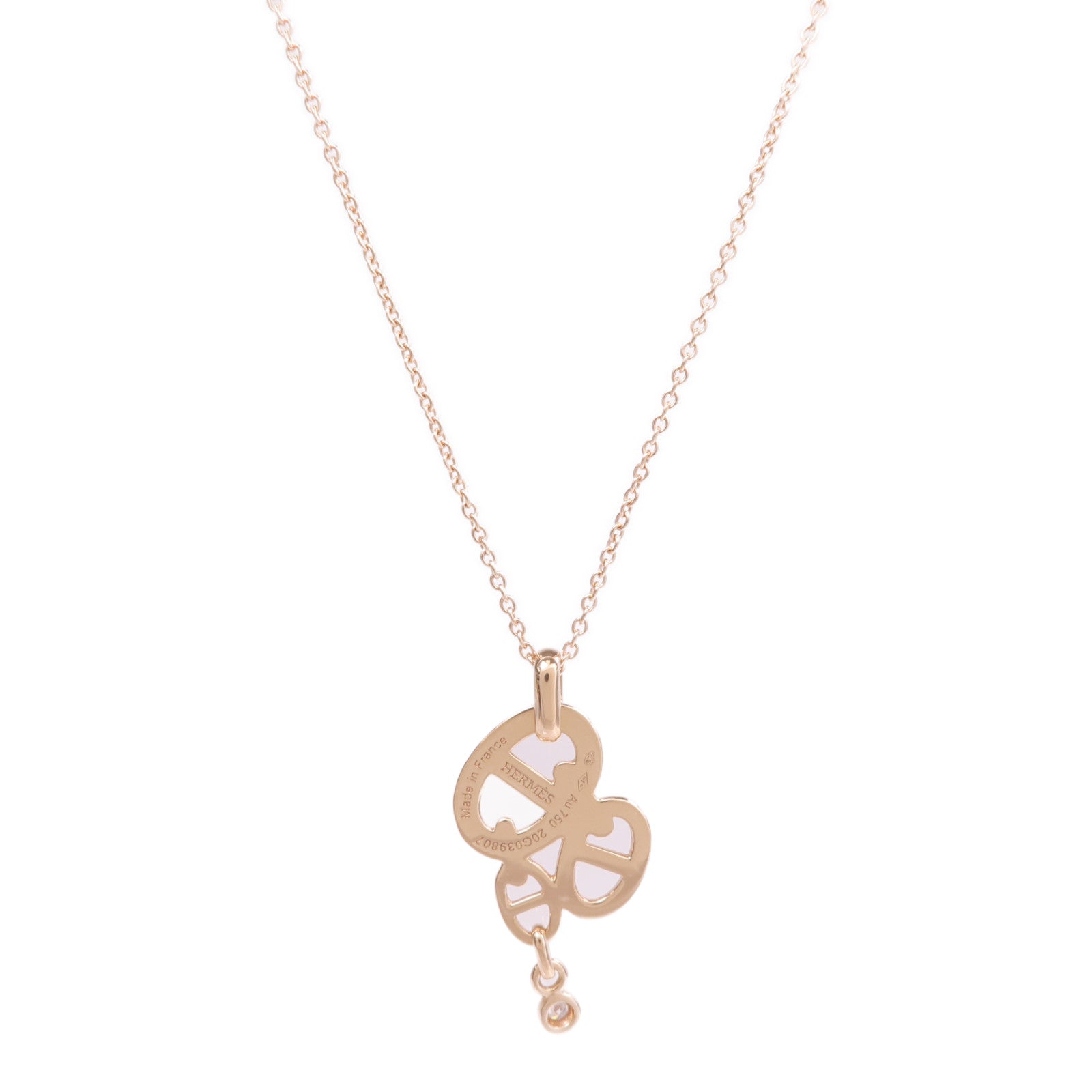 HERMES 18K玫瑰金Chaine d'ancre Enchainee Pendant MM鑽石項鍊