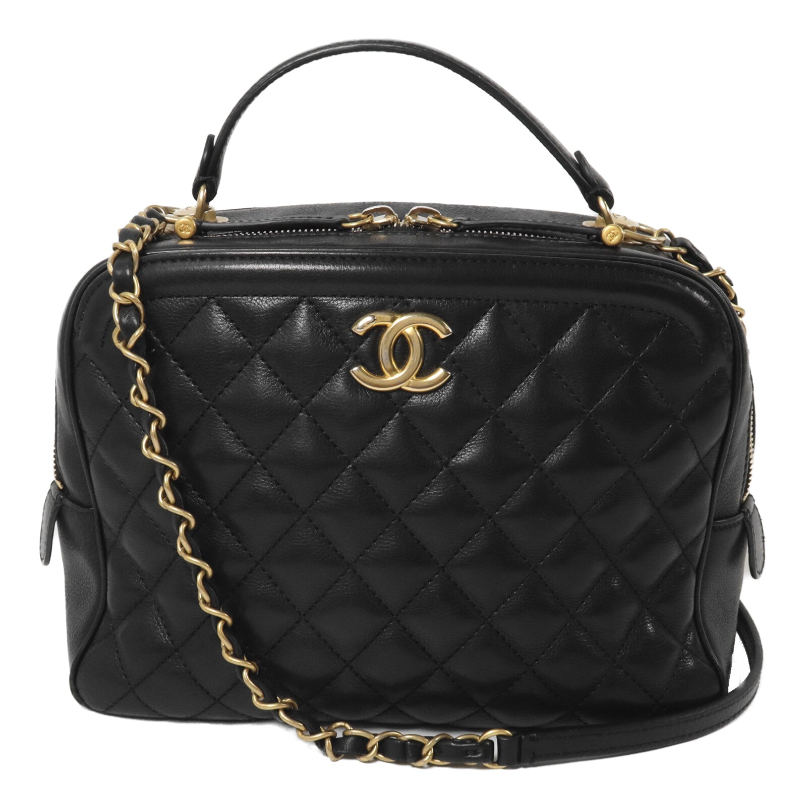 CHANEL 牛皮皮革Shoulder Bag With Handle鏈帶手挽肩背兩用袋