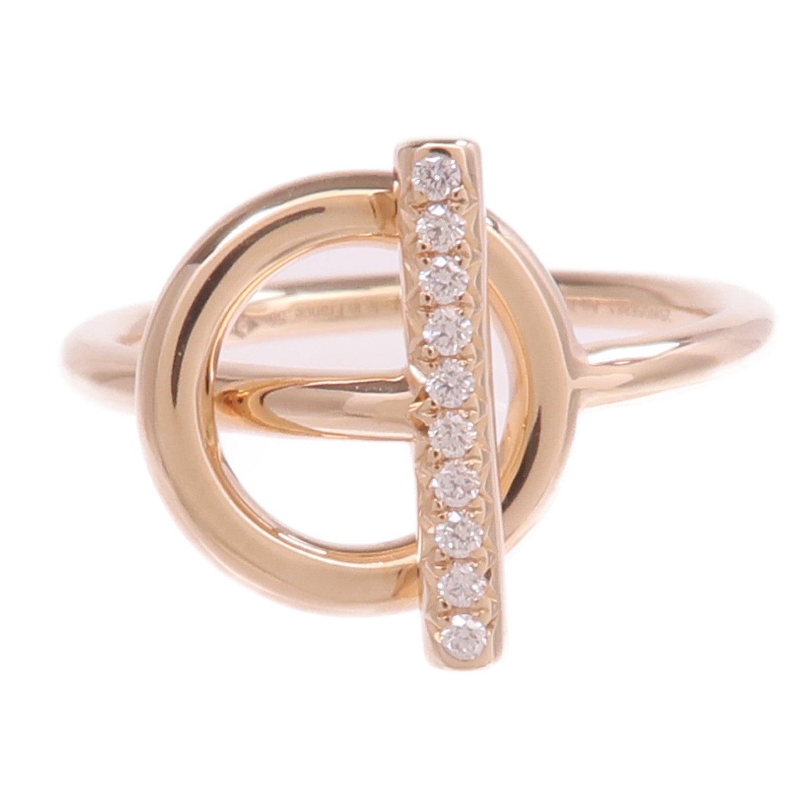 HERMES 18K玫瑰金Echappee Ring鑽石戒指Hermes#55/US#7.25