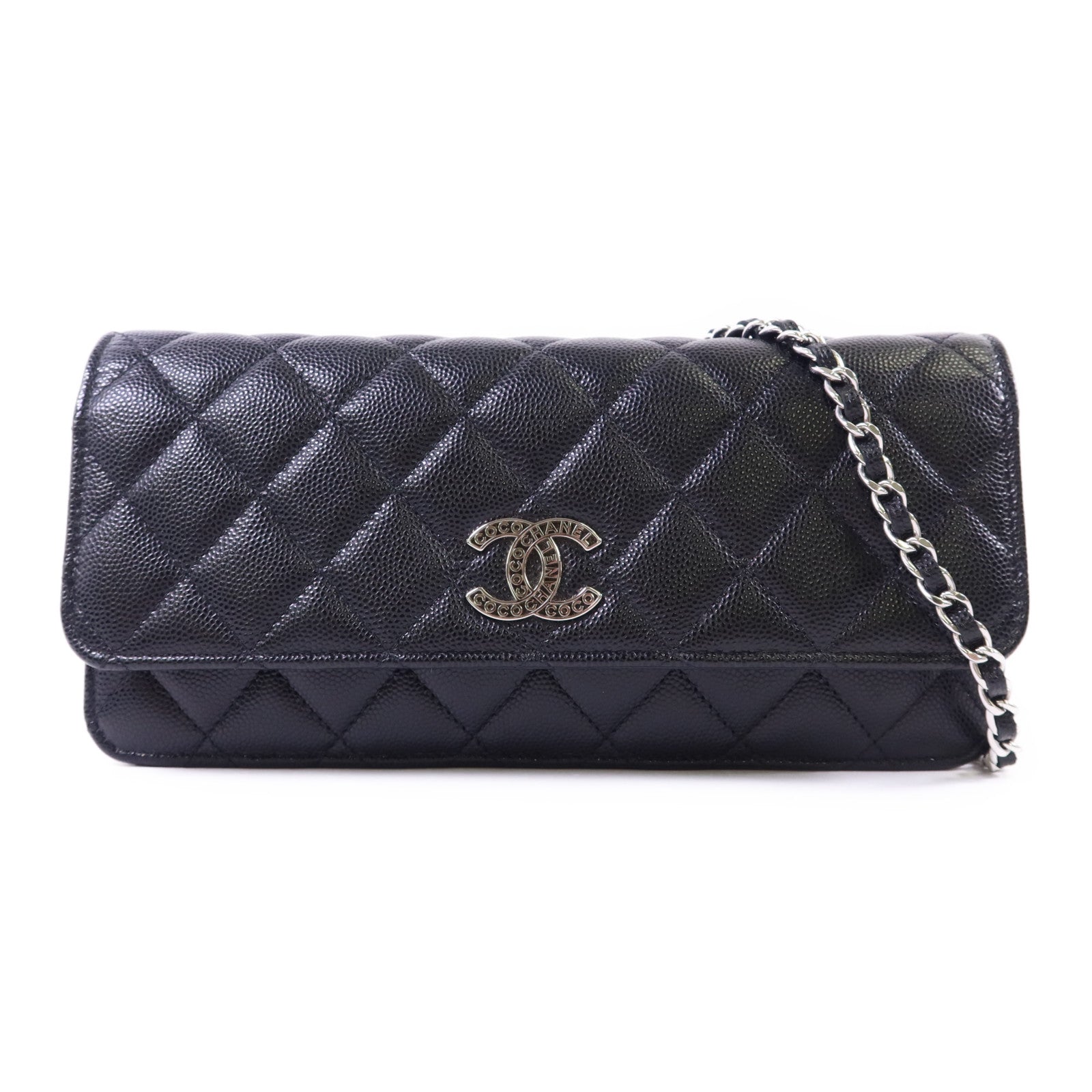 CHANEL 【激減優惠】牛皮皮革Flap Phone Bag銀扣鏈帶肩背袋