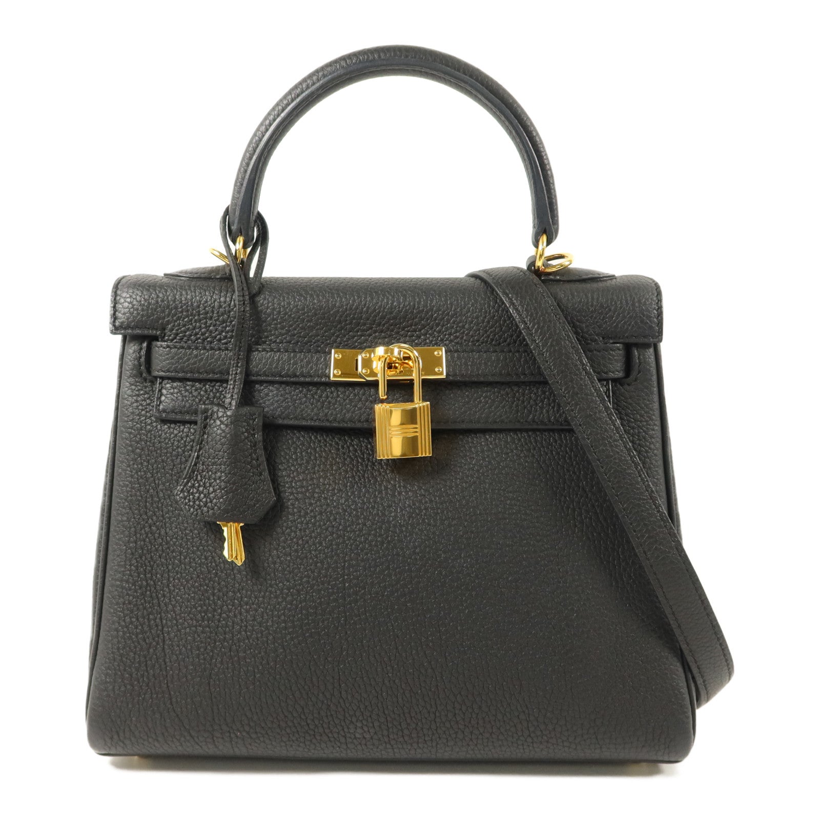 HERMES Togo皮革Kelly 25手挽肩背兩用袋Noir