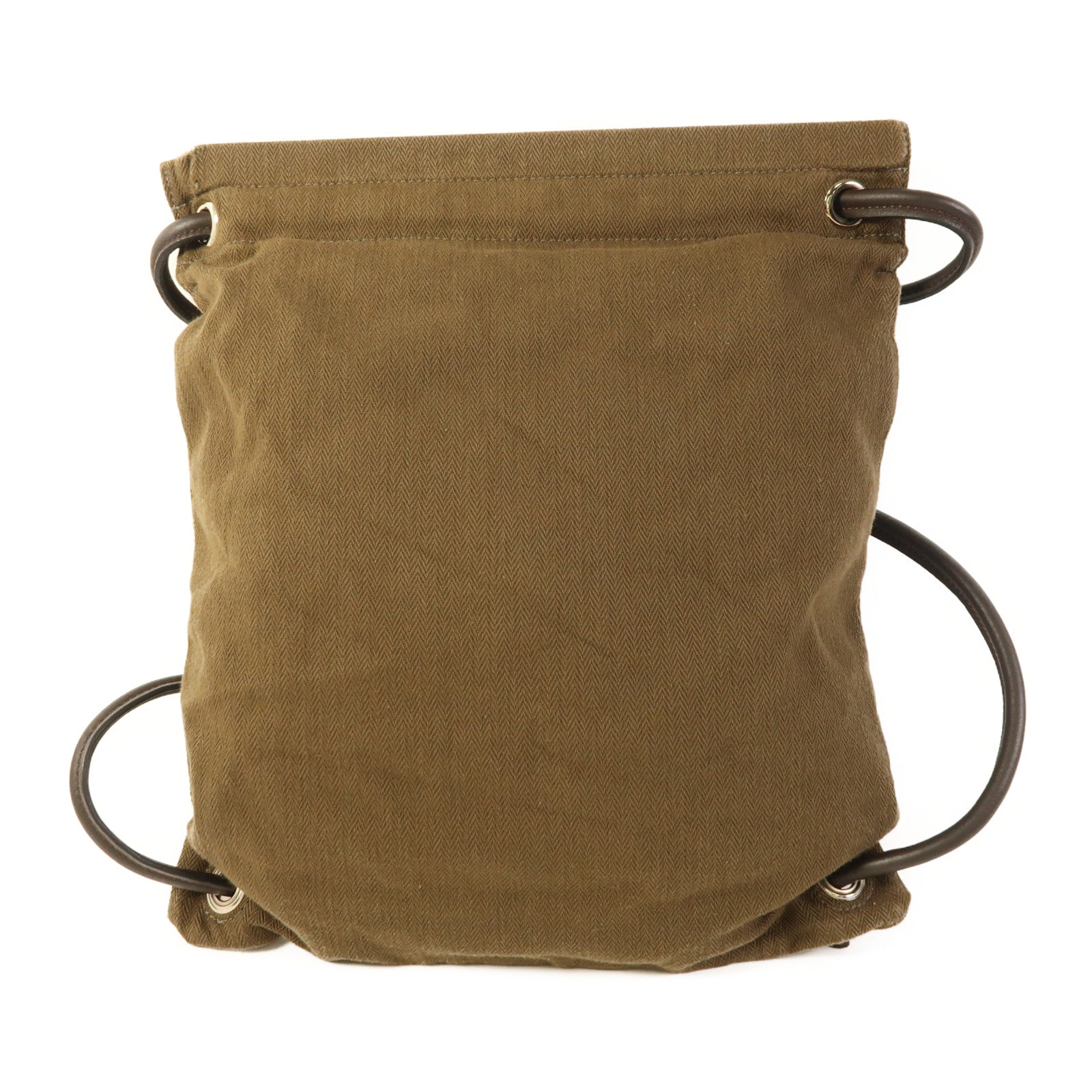 HERMES 帆布/皮革Aline Grooming Backpack背包Kaki