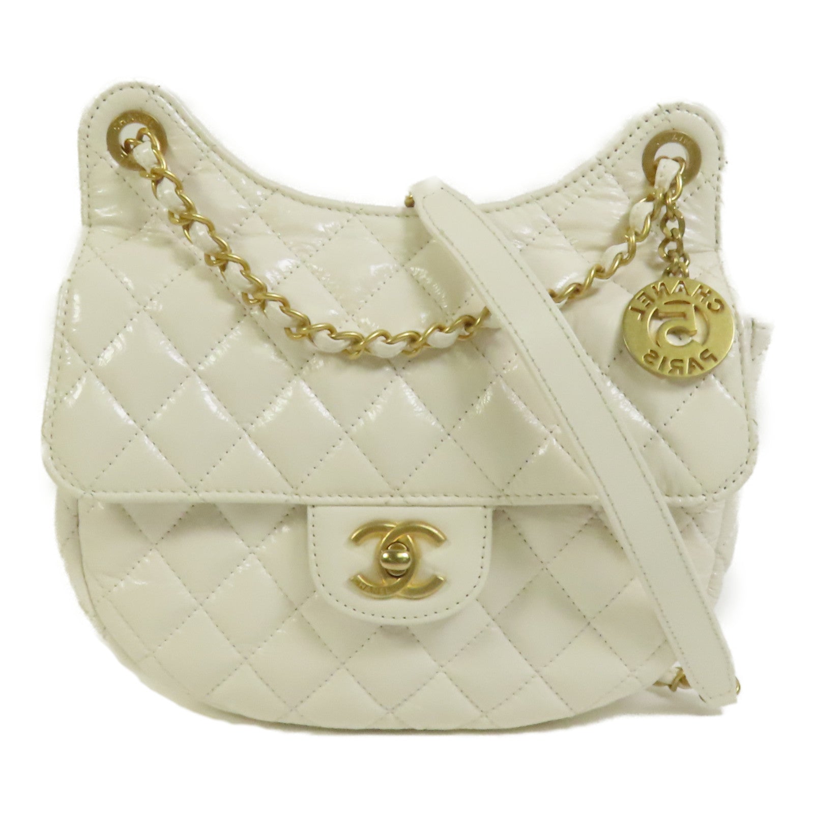 CHANEL 牛皮皮革24C 金扣手挽肩背兩用袋