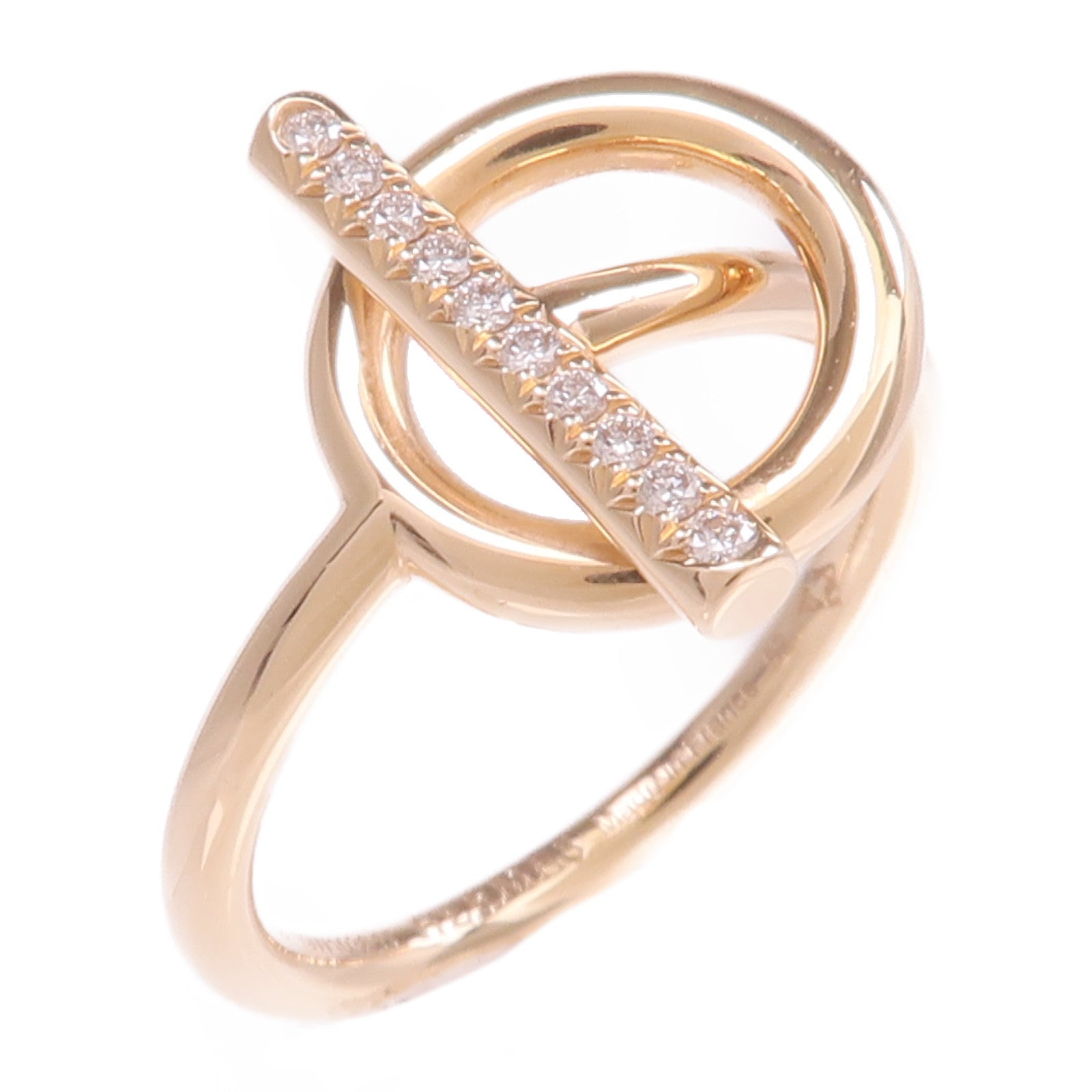 HERMES 18K玫瑰金Echappee Ring鑽石戒指Hermes#52/US#6.5